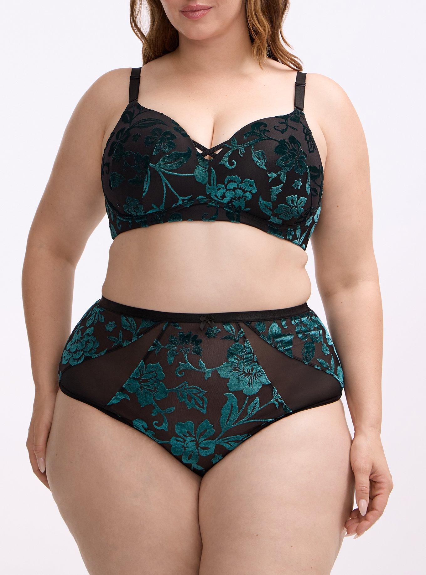 Plus Size Velvet Burnout High-Rise Cheeky Panty, MICKI FLORAL BURNOUT BOTANICAL GARDEN, alternate