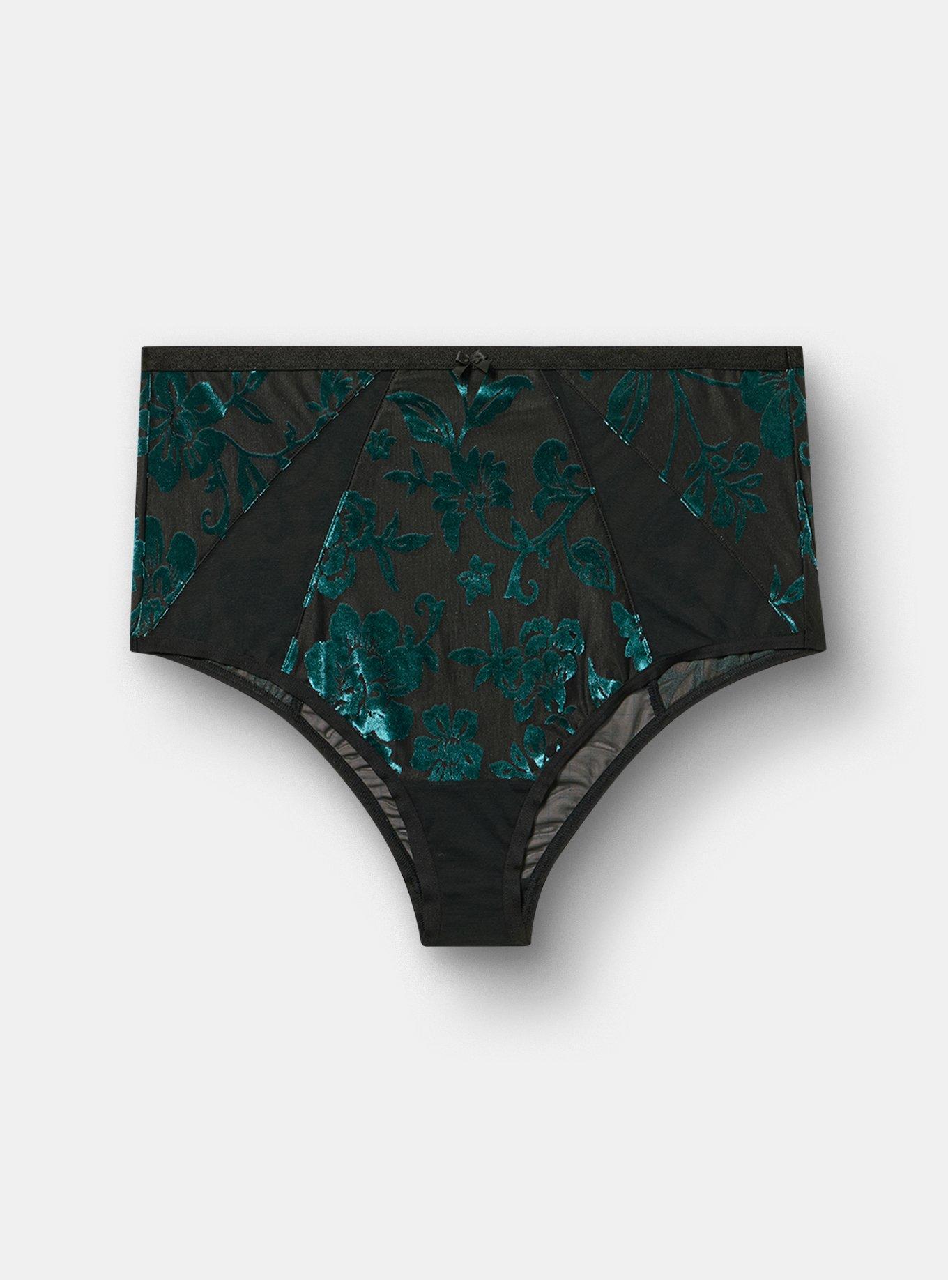Plus Size Velvet Burnout High-Rise Cheeky Panty, MICKI FLORAL BURNOUT BOTANICAL GARDEN, flat