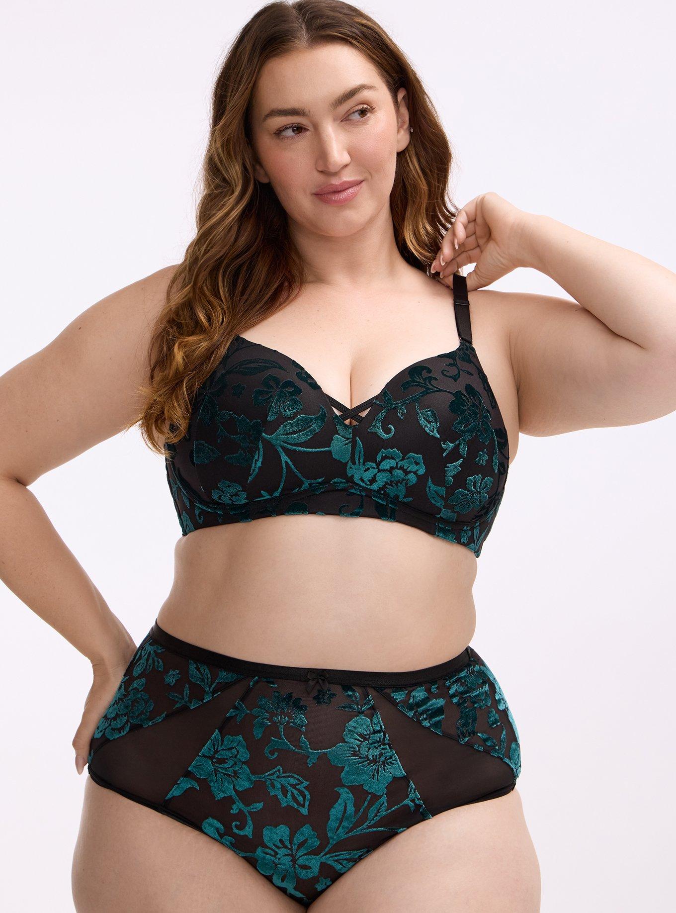 Plus Size Velvet Burnout High-Rise Cheeky Panty, MICKI FLORAL BURNOUT BOTANICAL GARDEN, hi-res