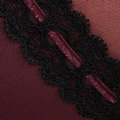 Plus Size Velvet Trim Mid-Rise Cheeky Panty, WINETASTING, swatch