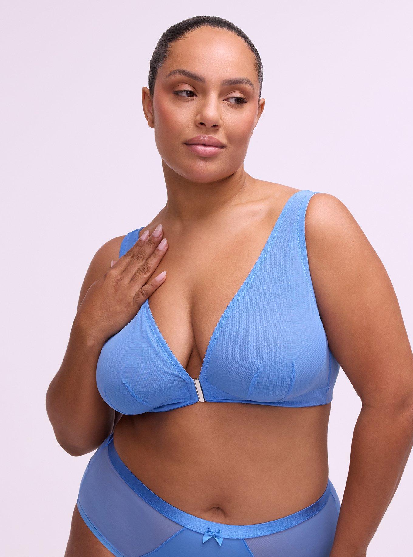 Unlined Front-Close Mesh Bralette, REGATTA, hi-res