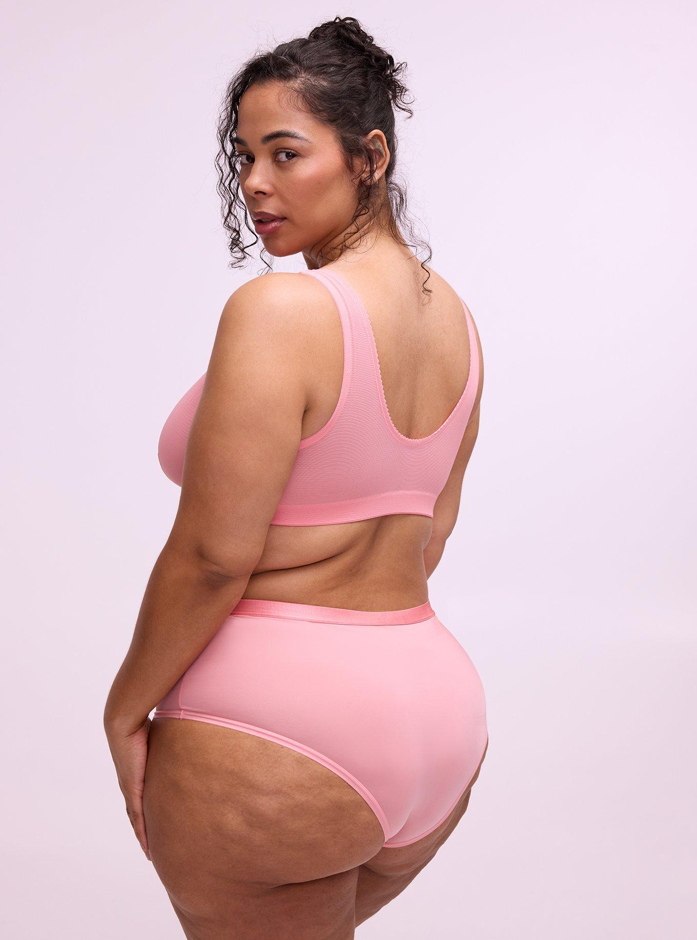 Unlined Front-Close Mesh Bralette, FLAMINGO PINK, alternate
