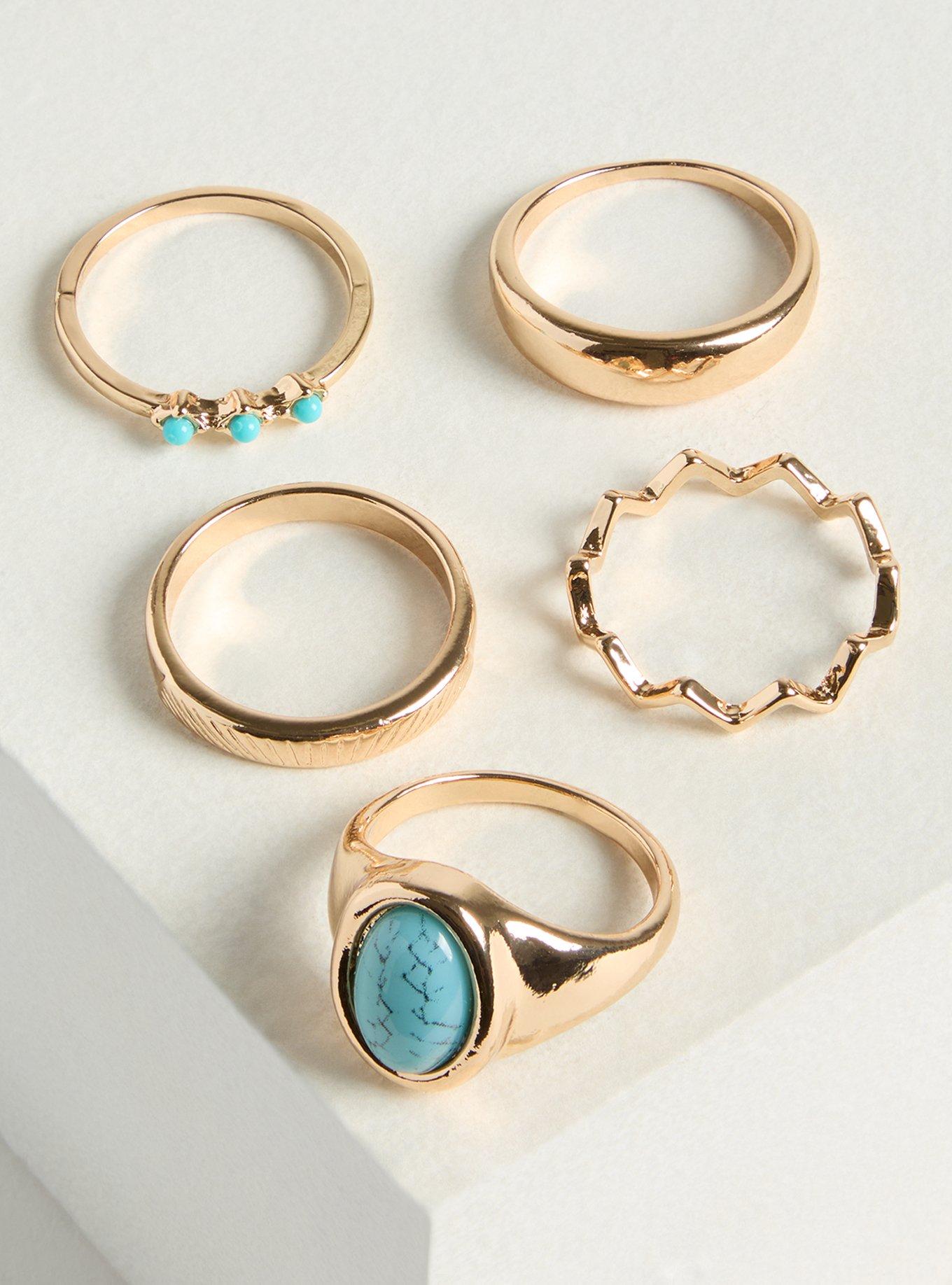 Turquoise Stone Ring Set
