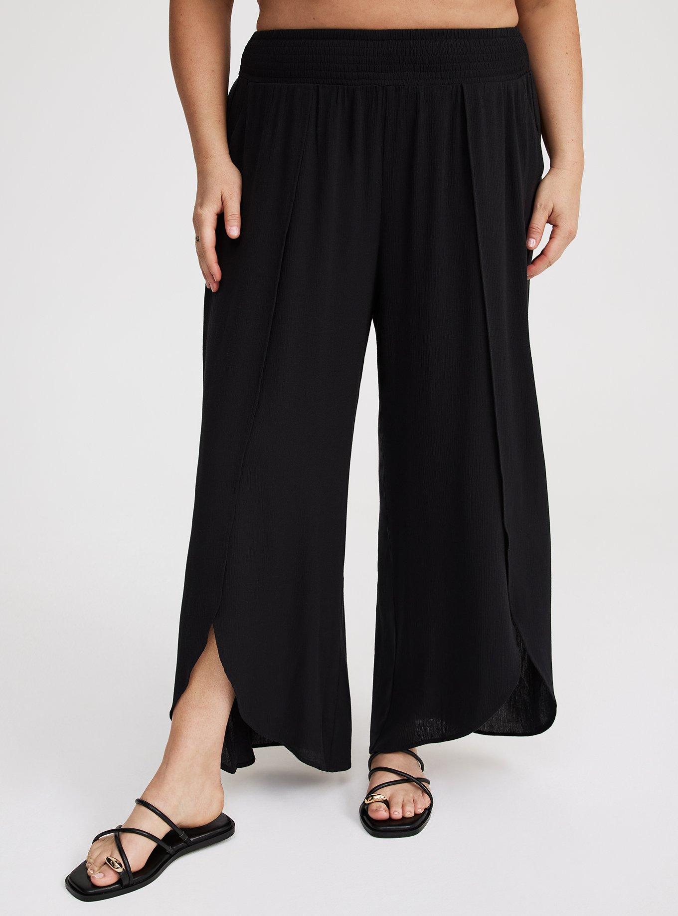 Mid-Rise Pull-On Open-Leg Pant