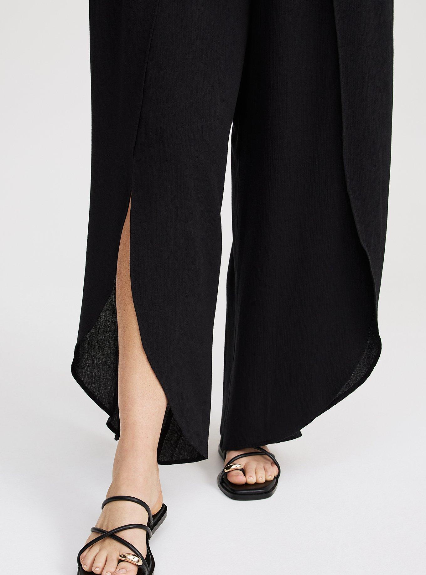 Mid-Rise Pull-On Open-Leg Pant