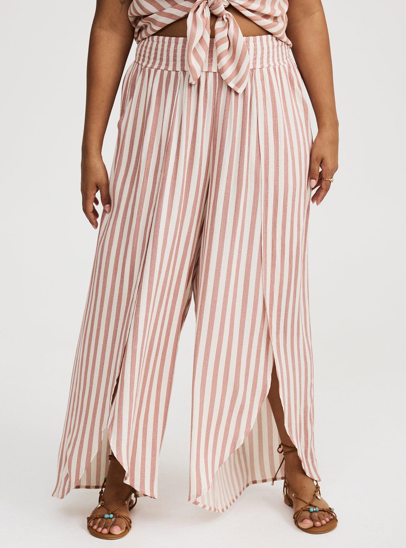 Mid-Rise Pull-On Open-Leg Pant