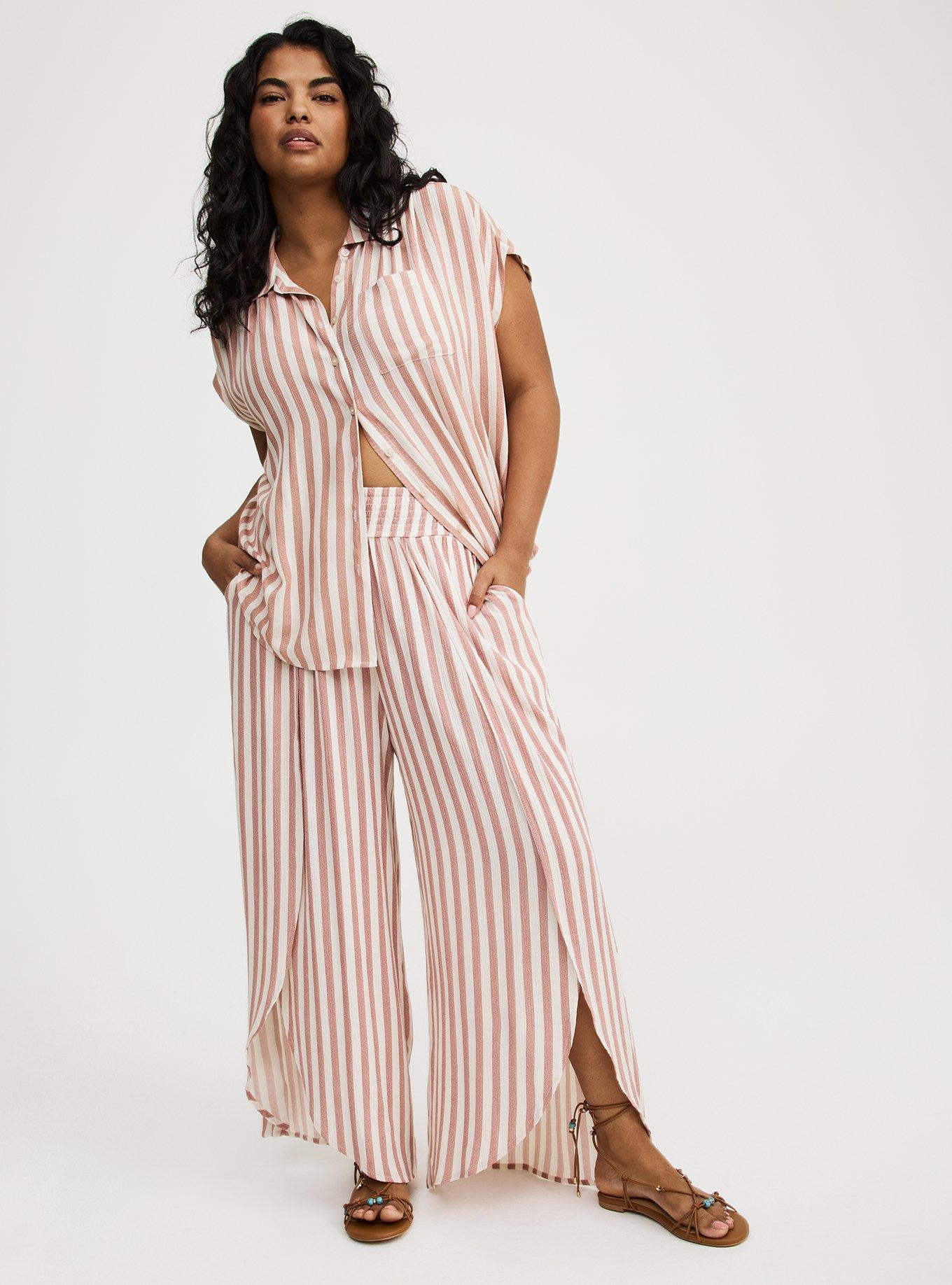 Mid-Rise Pull-On Open-Leg Pant
