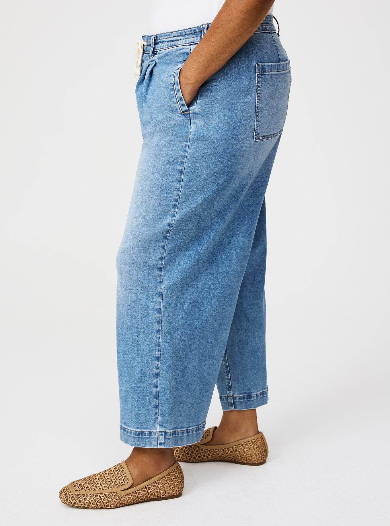 Crop High-Rise Wide Leg Drawstring Jean