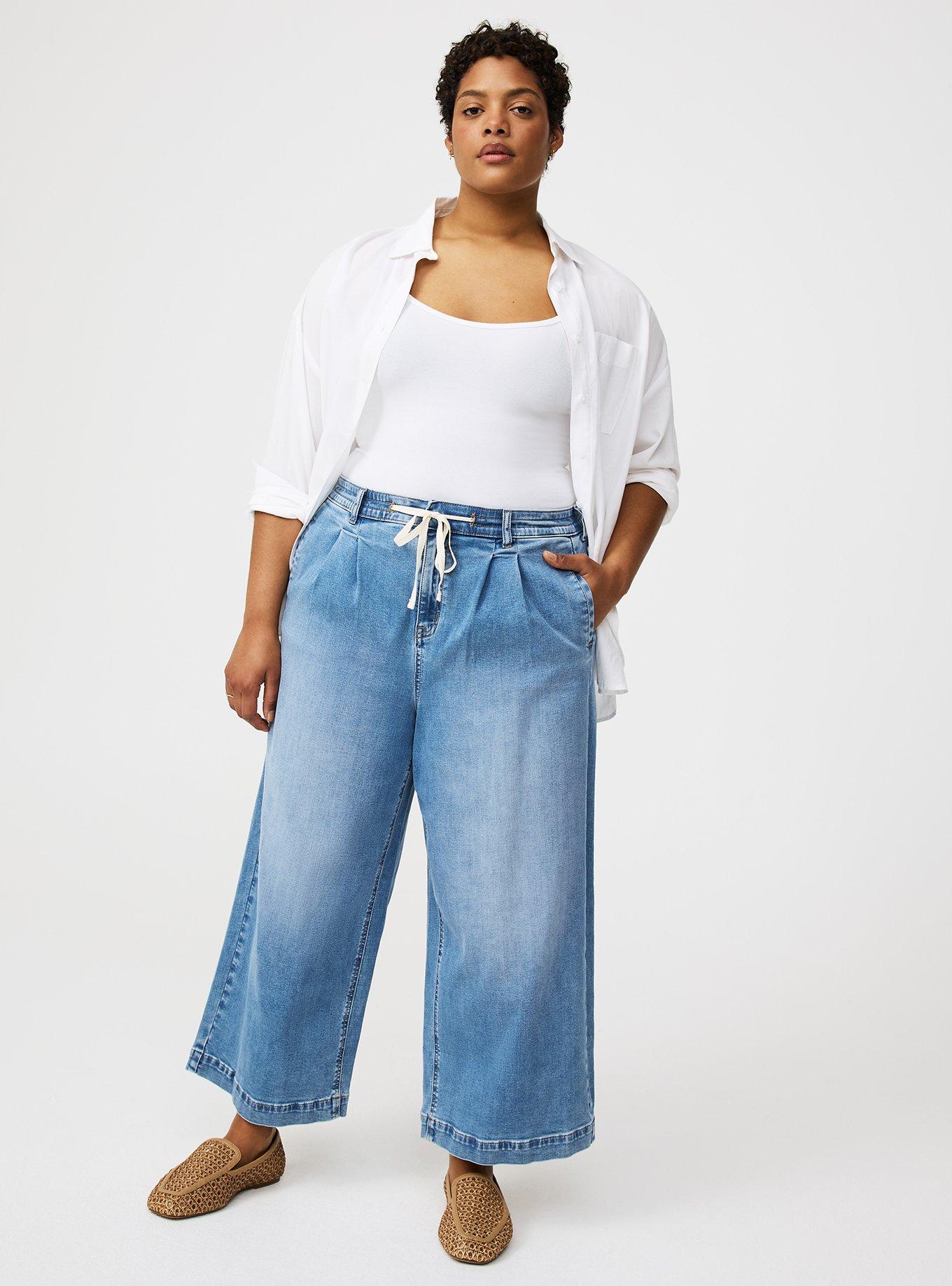 Crop High-Rise Wide Leg Drawstring Jean
