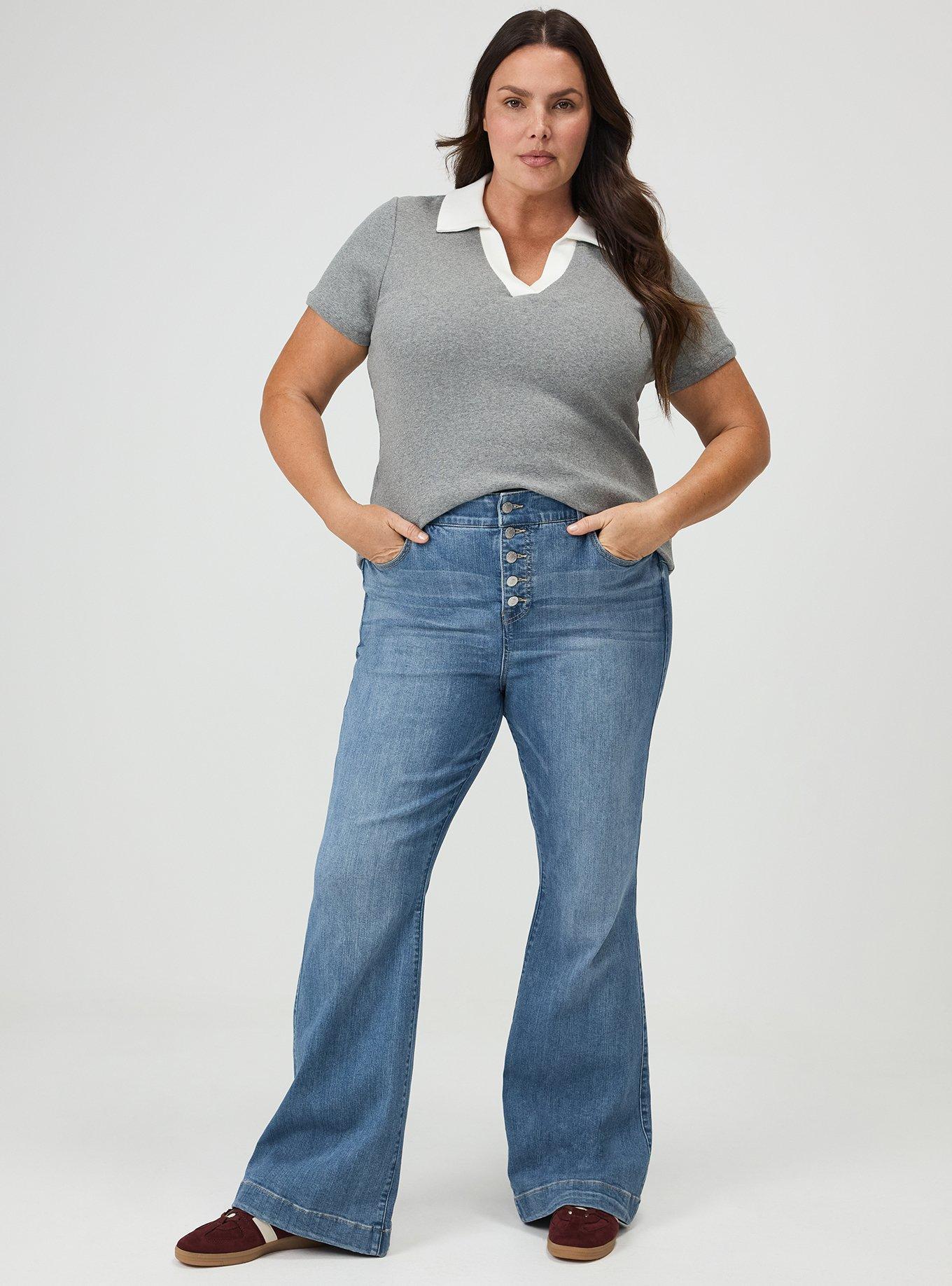 Heritage Rib V-Neck Polo Tee, MED HEATHER GREY, alternate