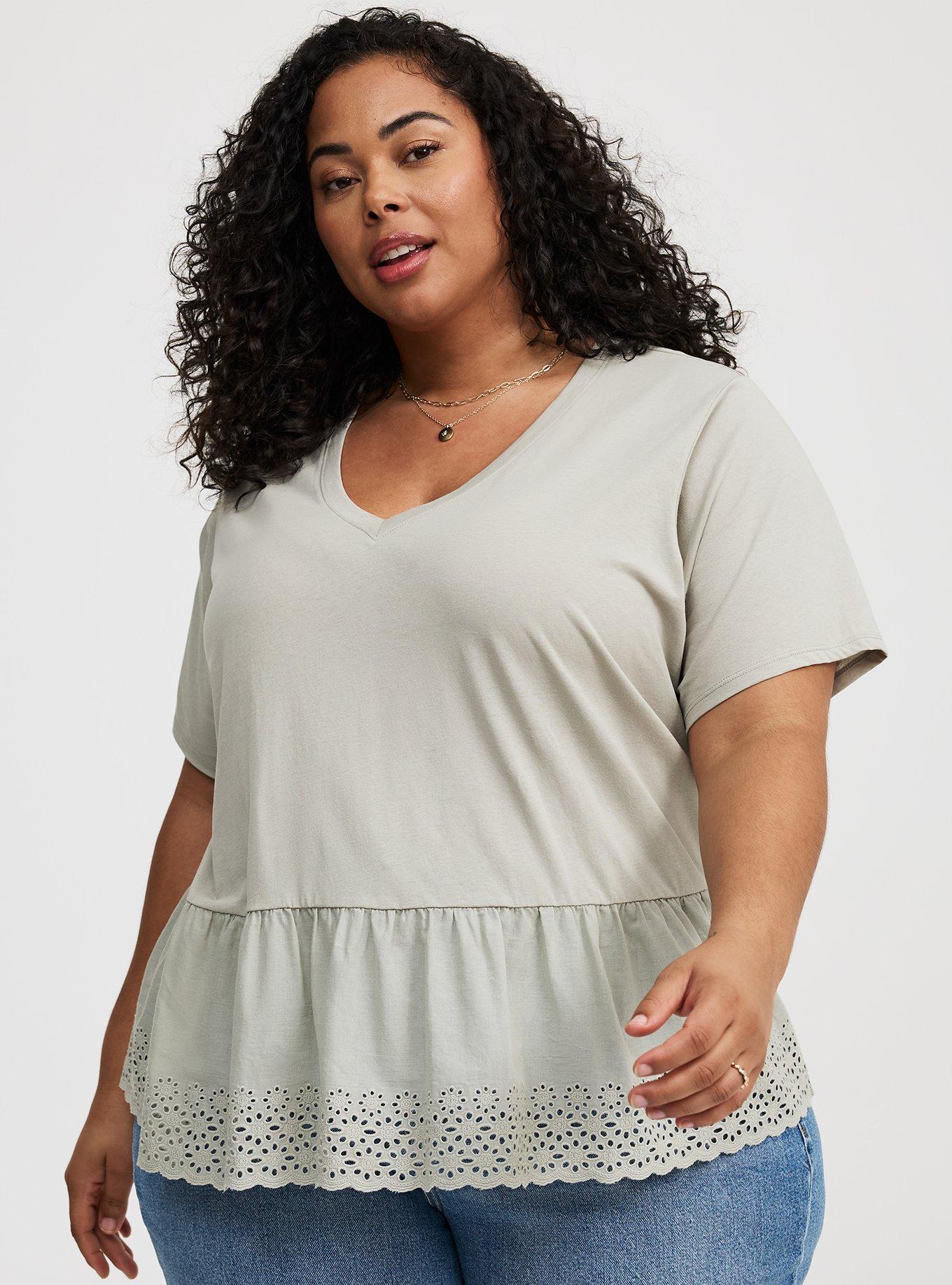Heritage Cotton V-Neck Ruffle Tee