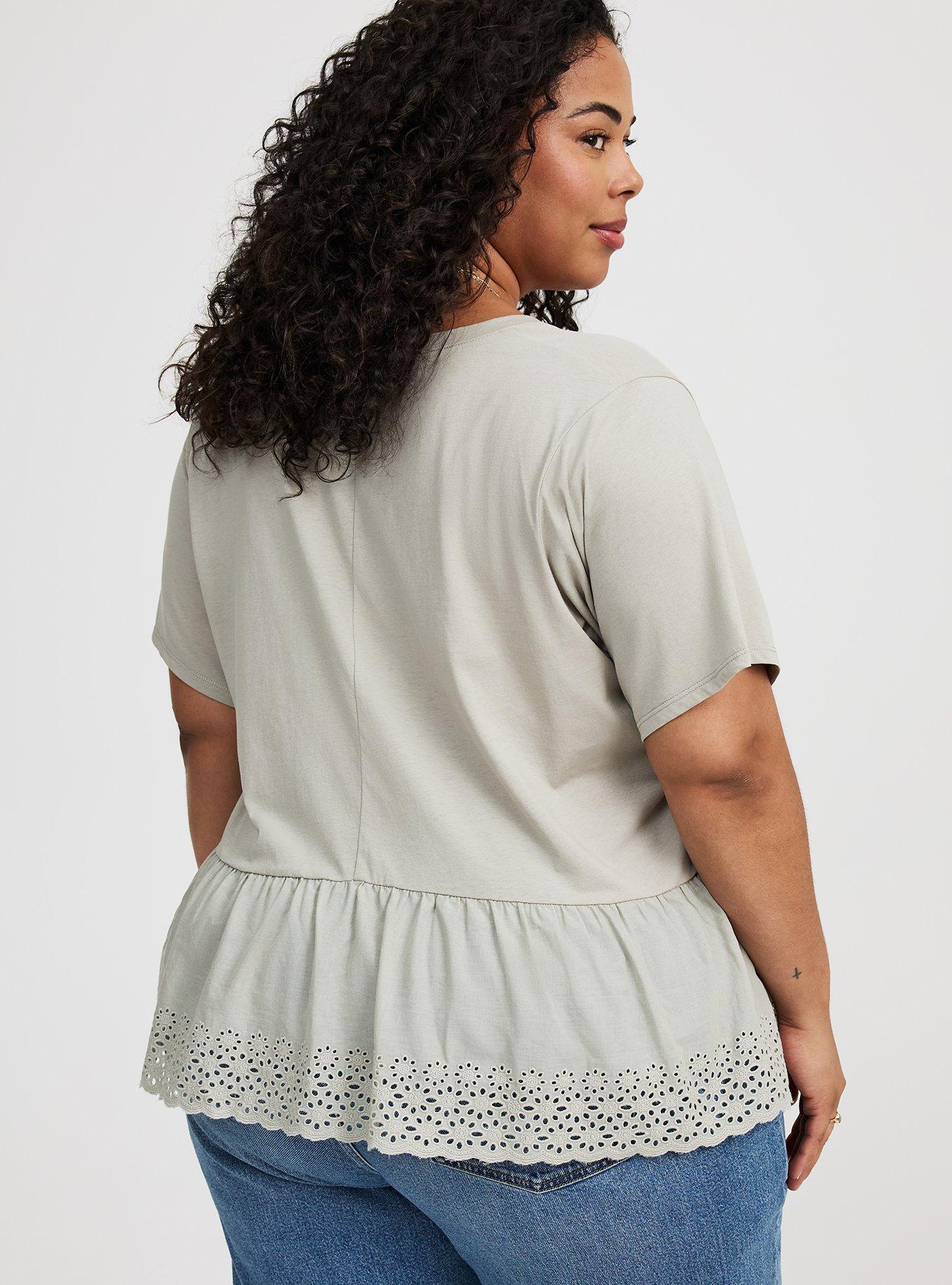 Heritage Cotton V-Neck Ruffle Tee