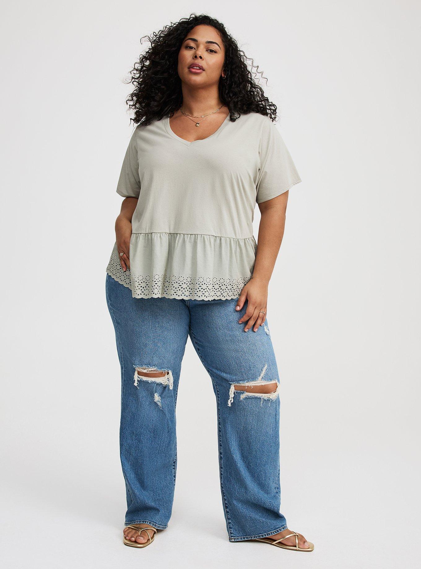 Heritage Cotton V-Neck Ruffle Tee