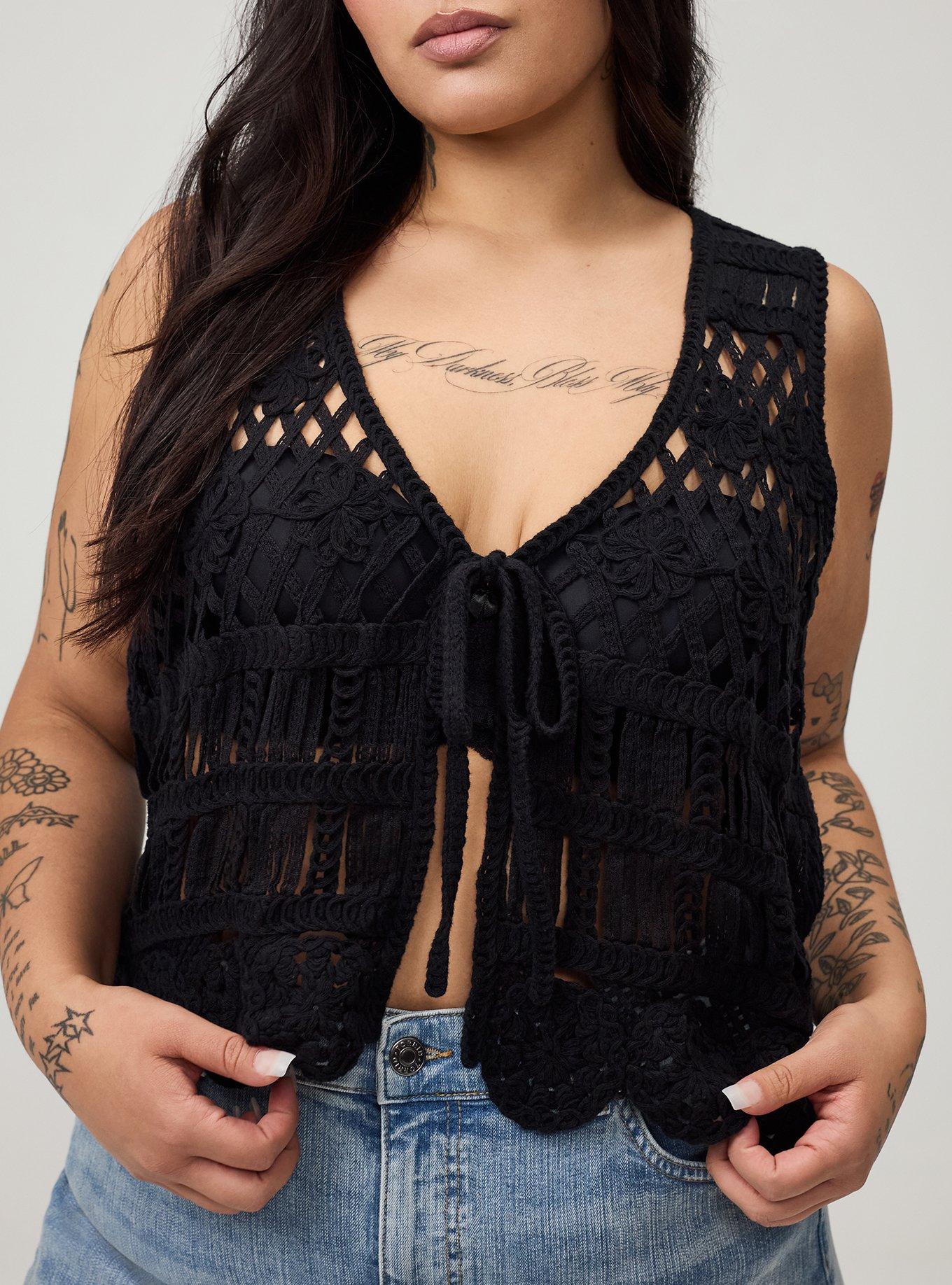 Plus Size - Crochet Tie-Front Vest - Torrid
