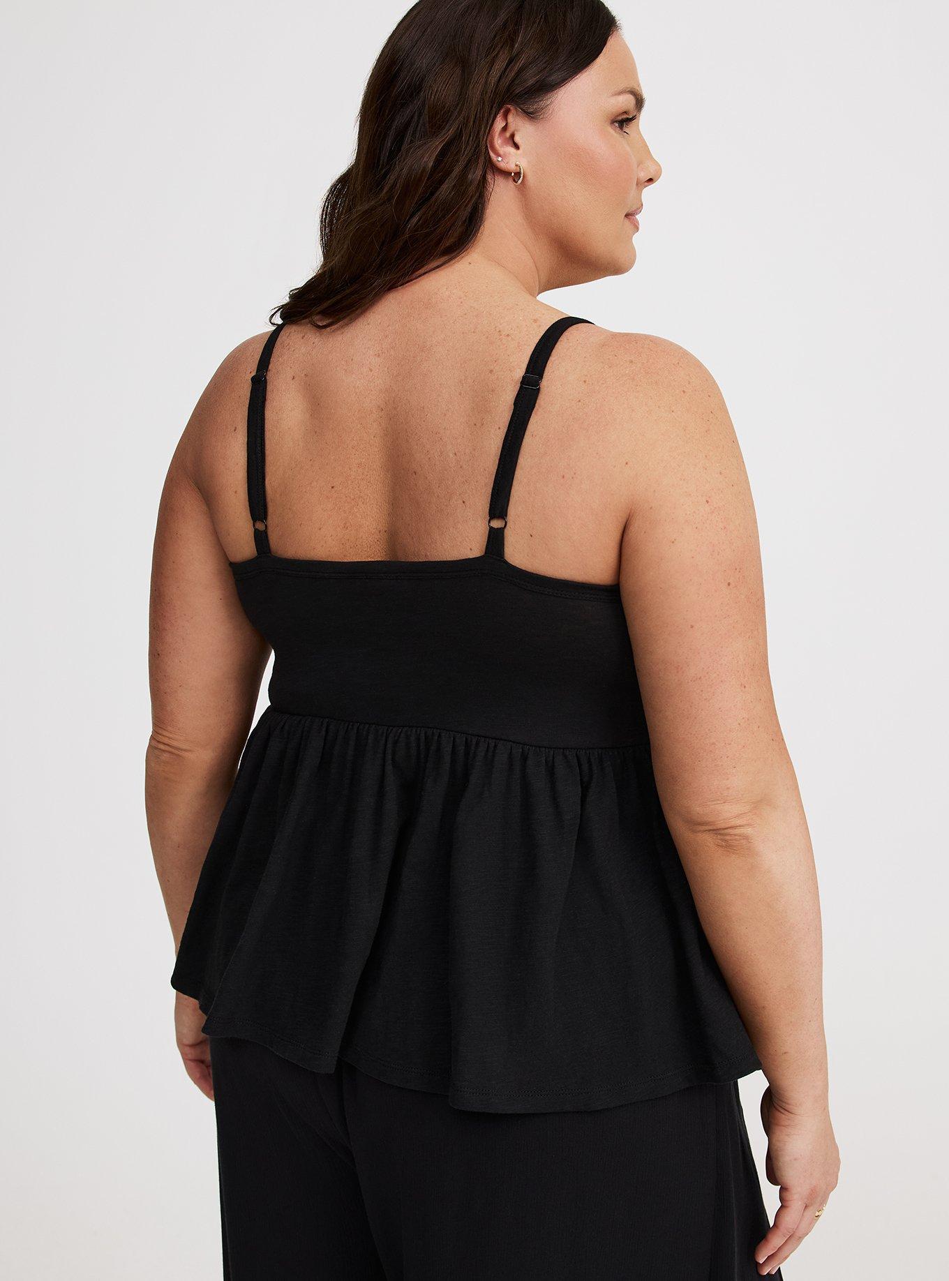 Square-Neck Ruched Babydoll Tank
