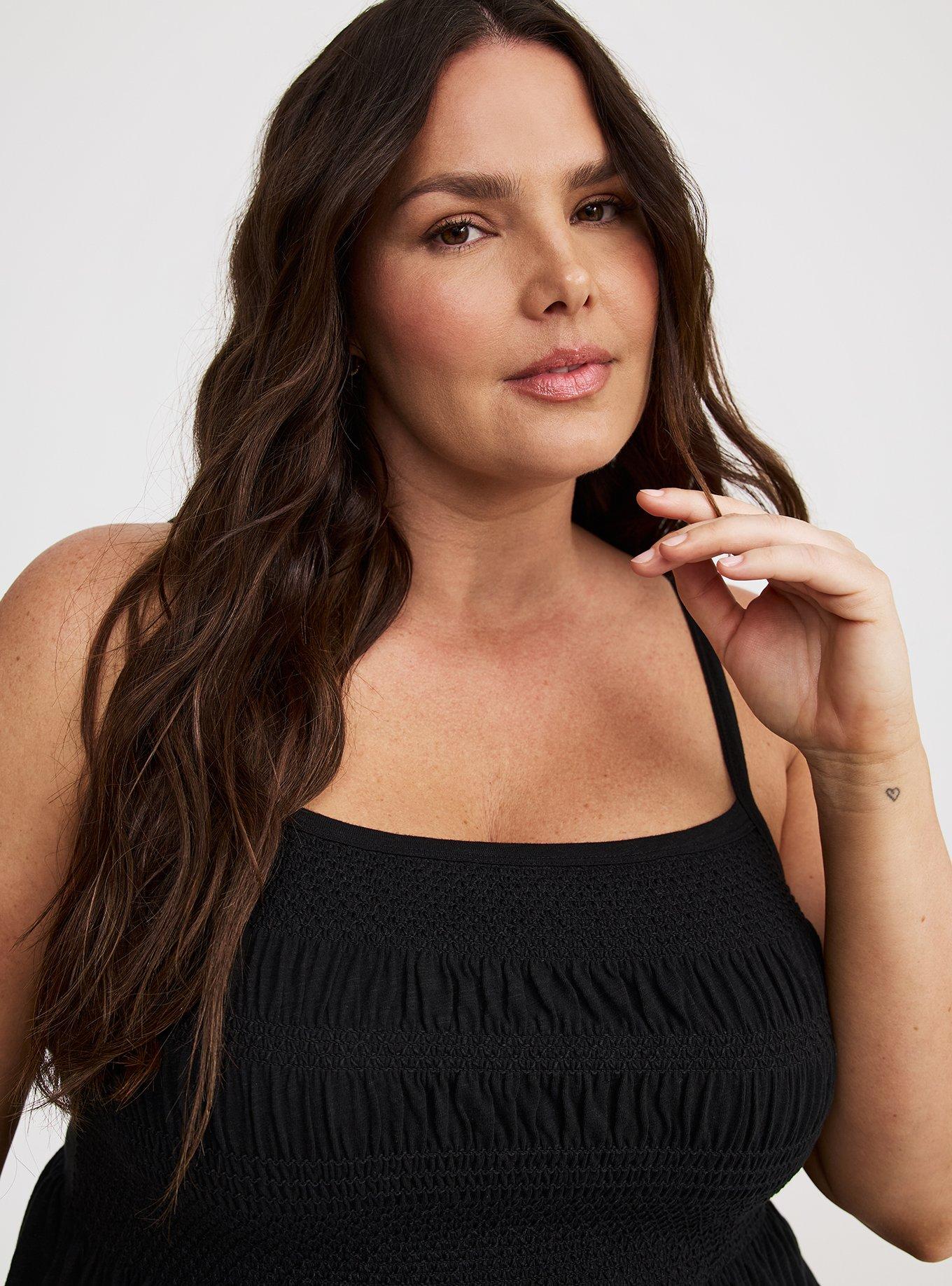 Square-Neck Ruched Babydoll Tank