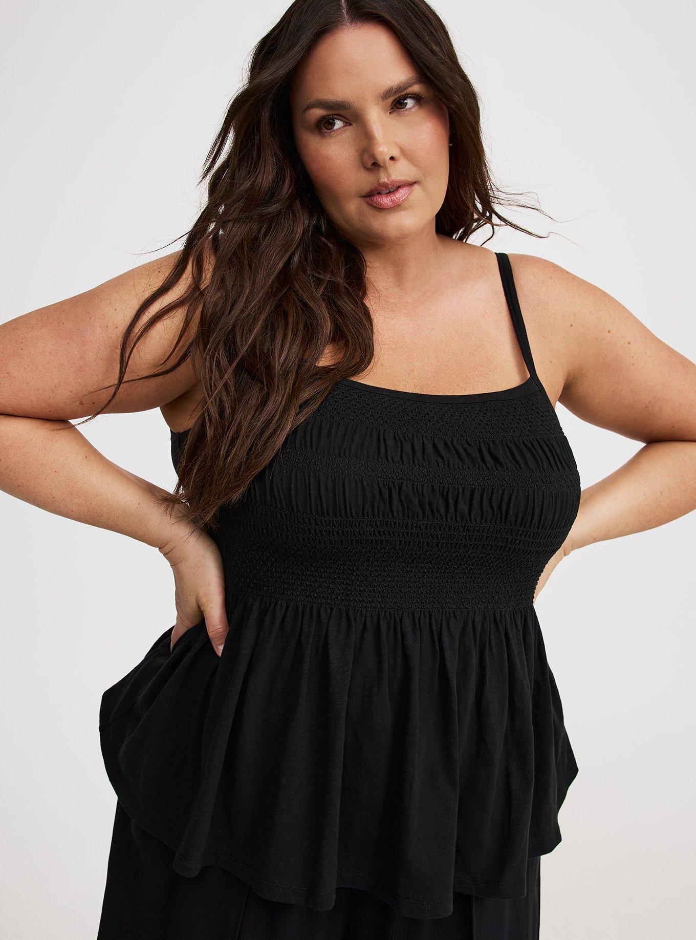 Square-Neck Ruched Babydoll Tank