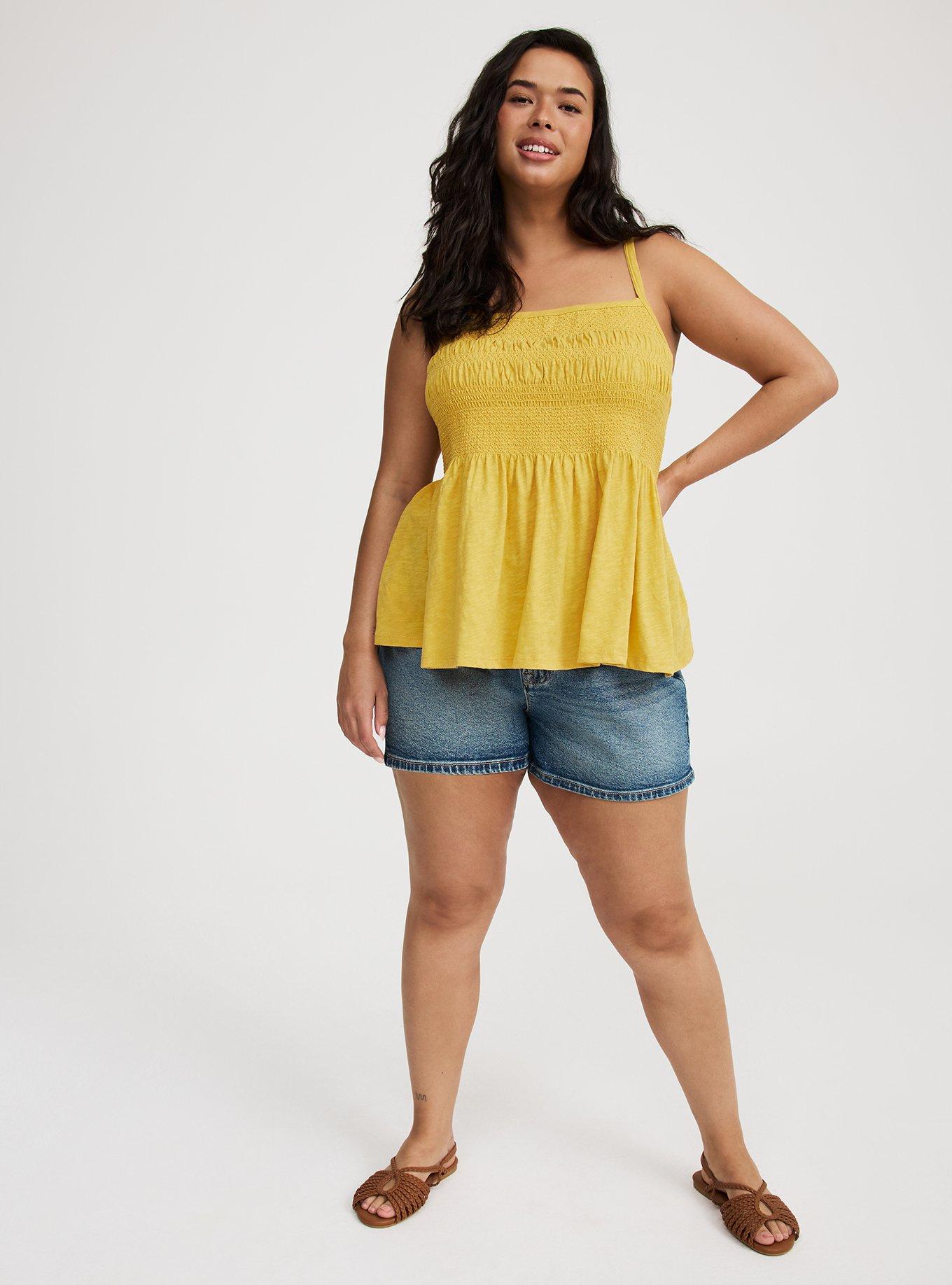 Square-Neck Ruched Babydoll Tank