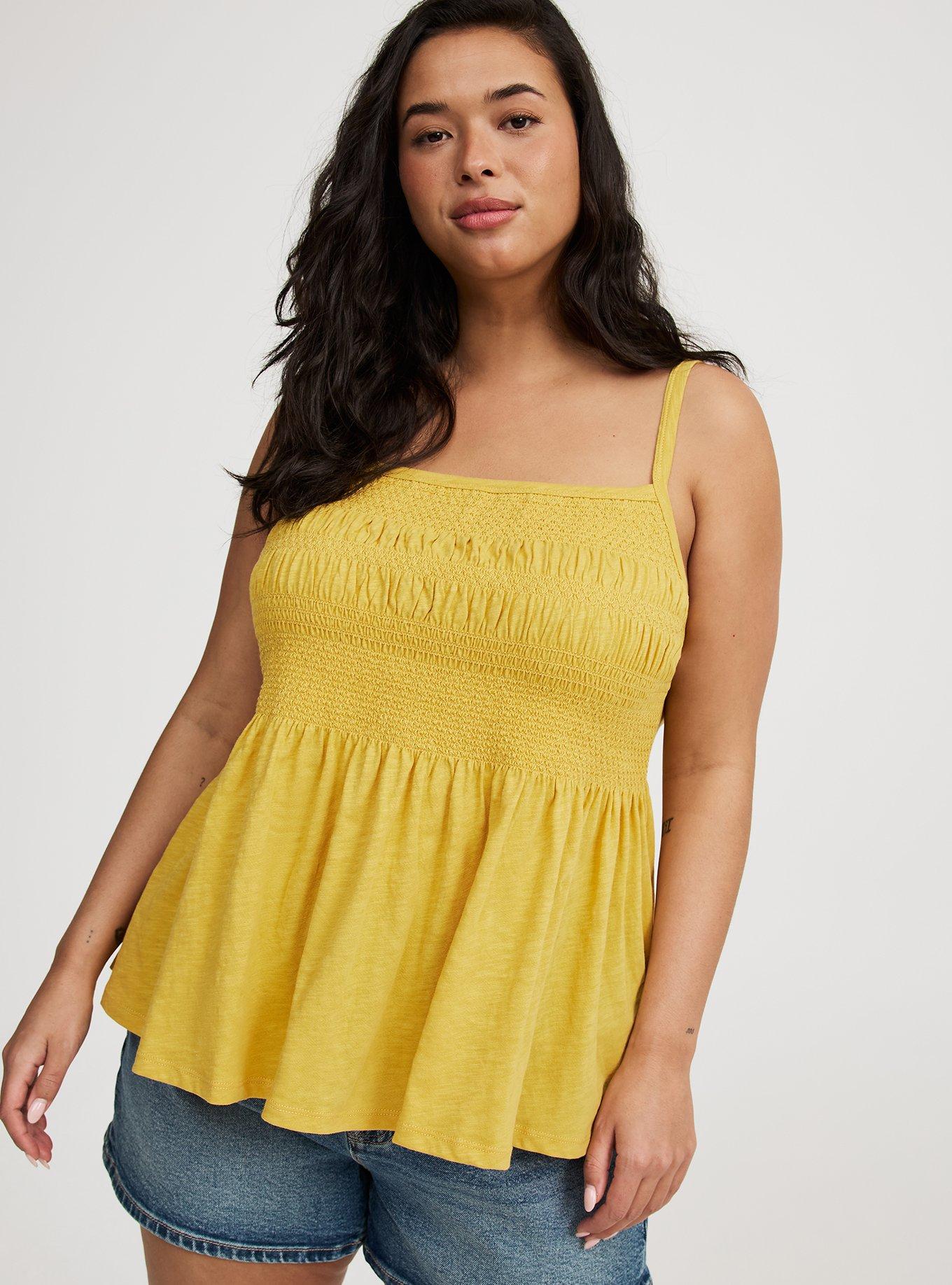 Square-Neck Ruched Babydoll Tank