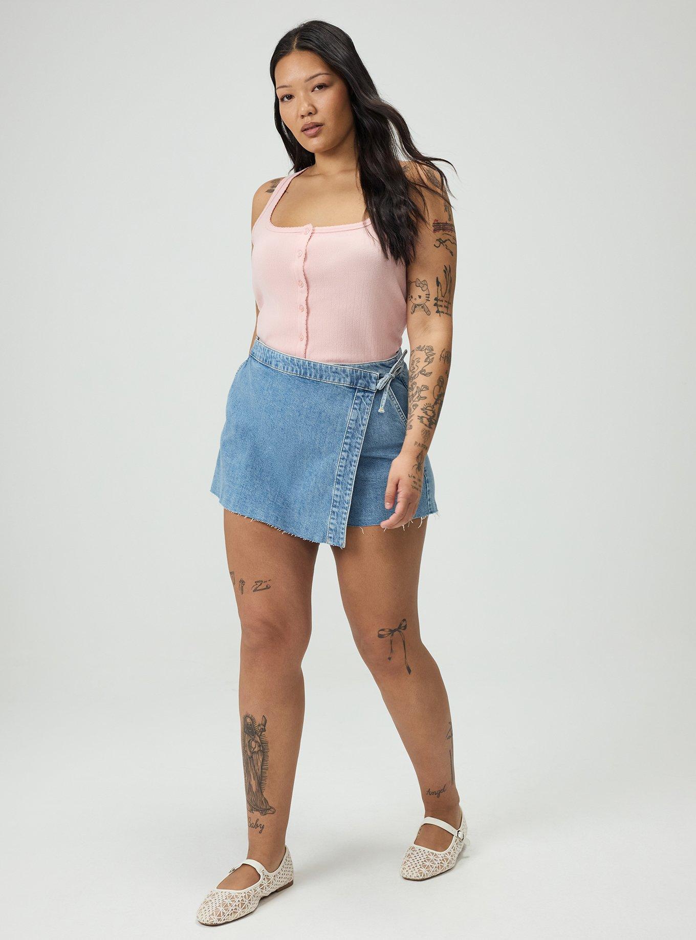 Pointelle Square Neck Button Up Tank, SILVER PINK, alternate