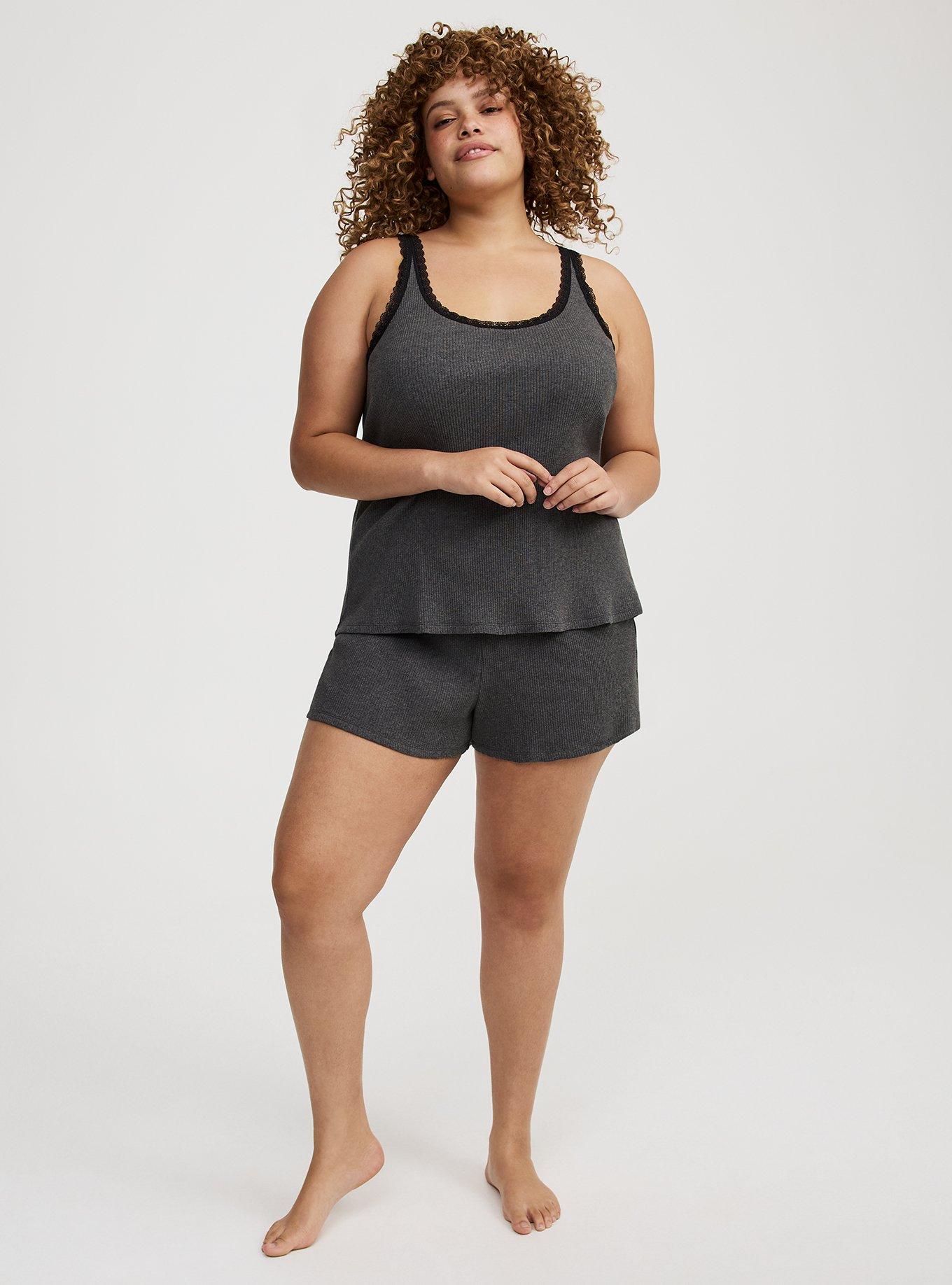 Cotton Rib Lace Trim Sleep Tank