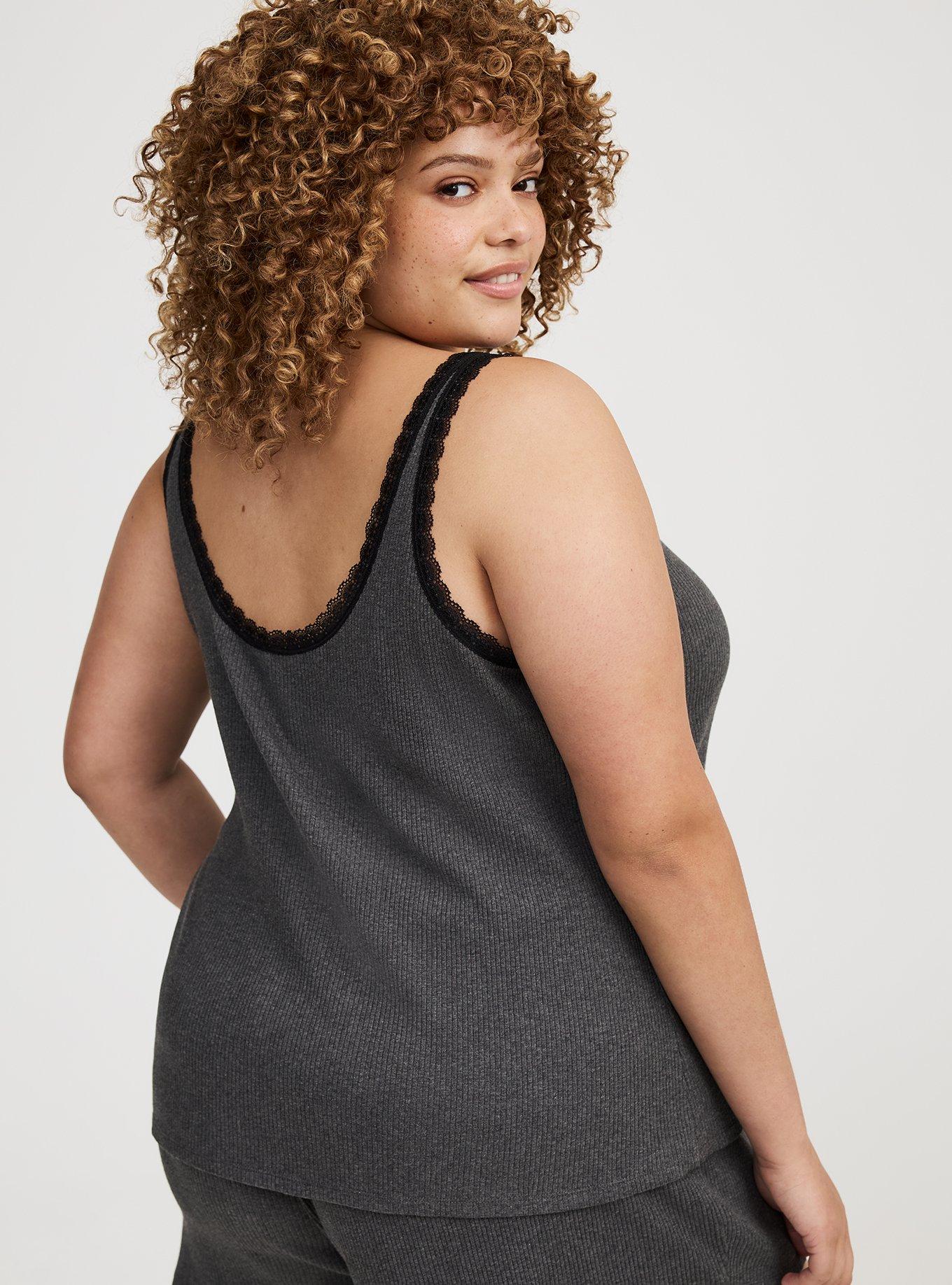 Cotton Rib Lace Trim Sleep Tank