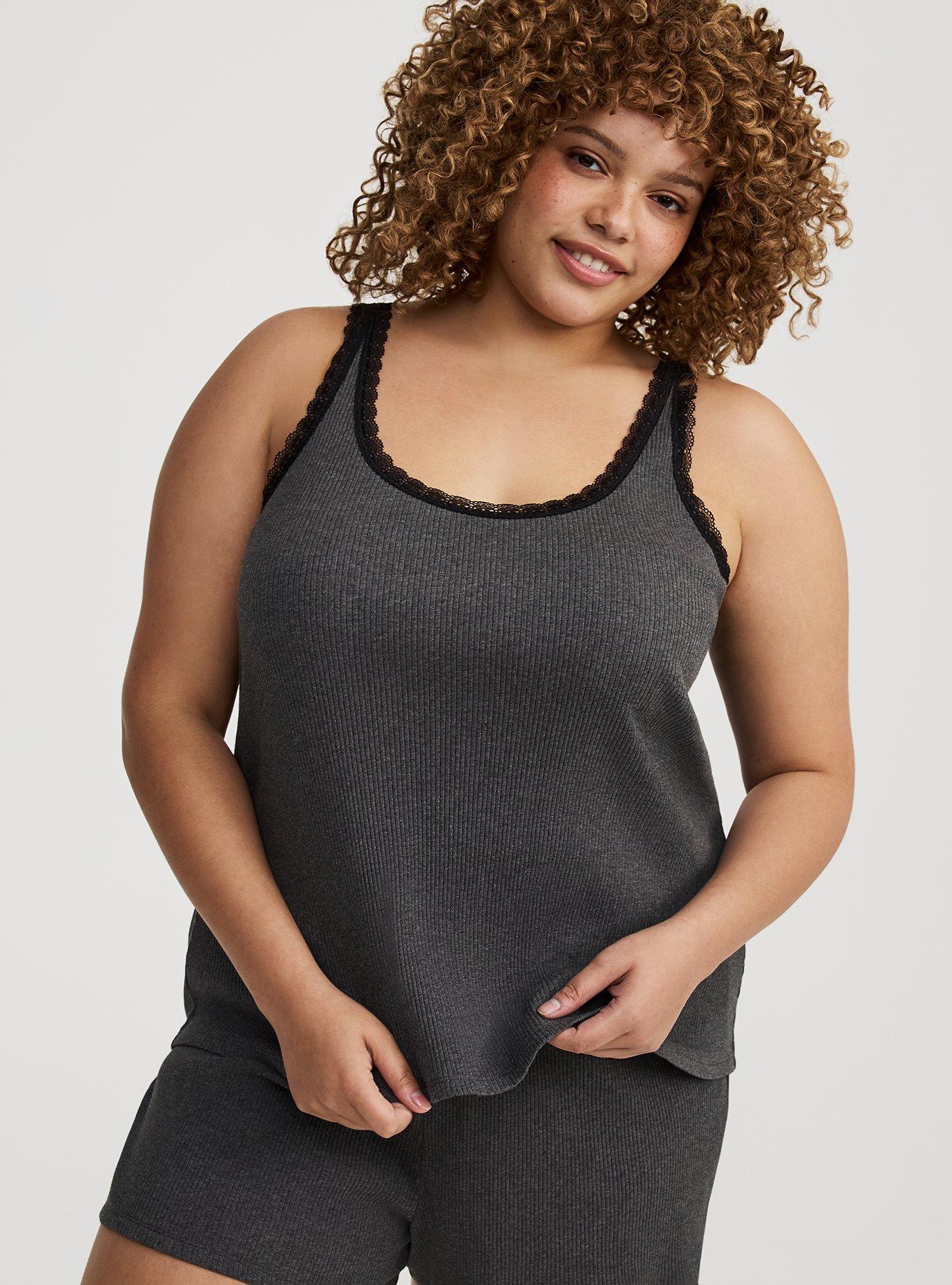 Cotton Rib Lace Trim Sleep Tank