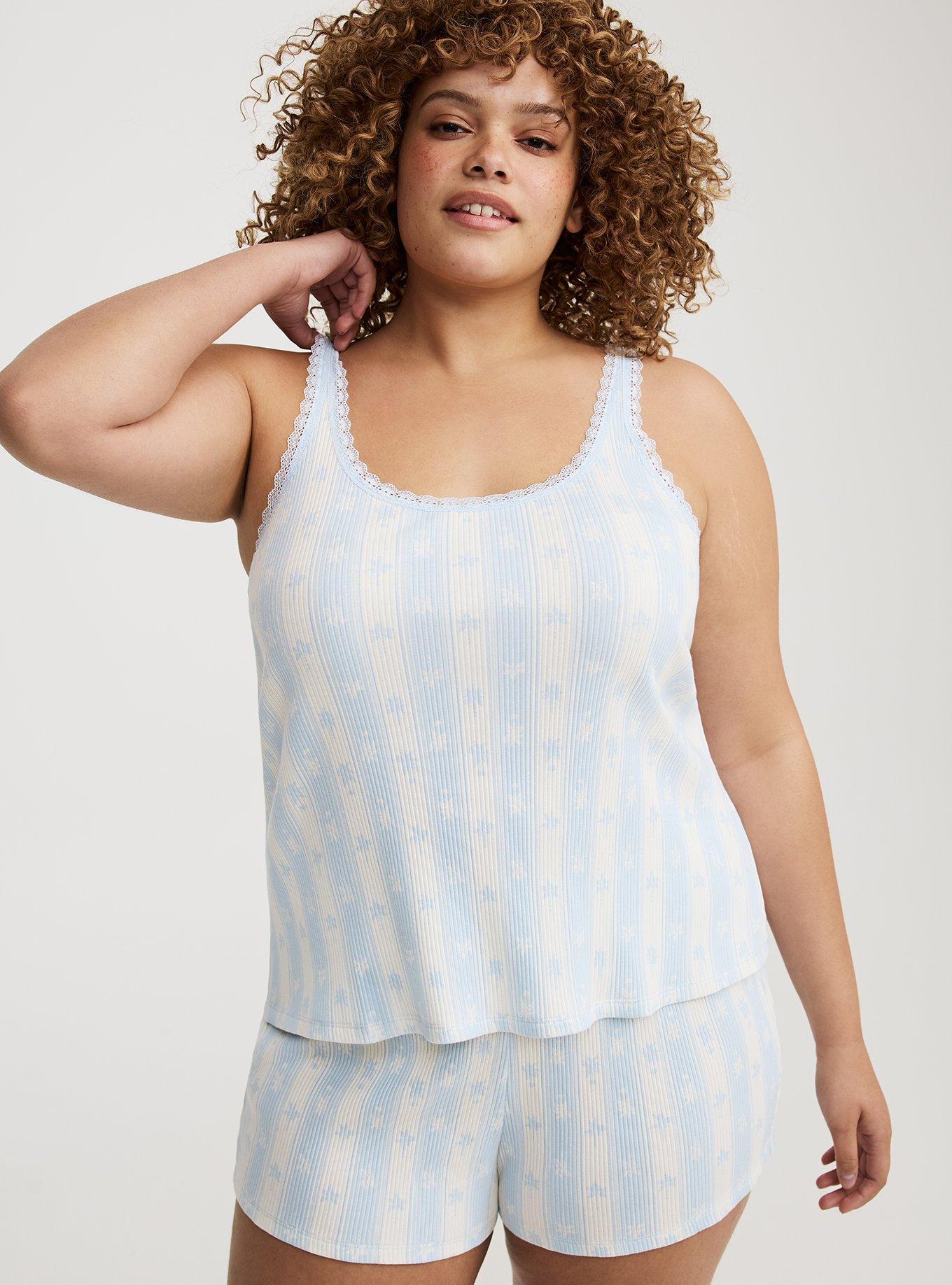 Cotton Rib Lace Trim Sleep Tank