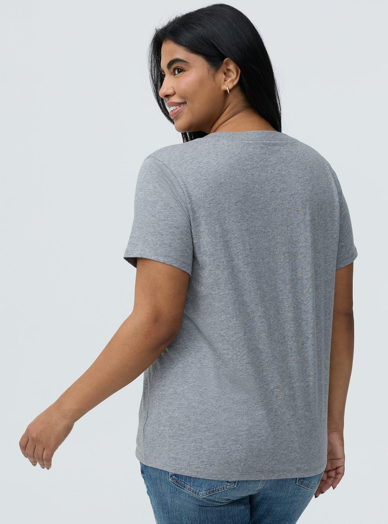 Classic Heritage Jersey V-Neck Pocket Tee, FLORAL BUNNY HEATHER GREY, alternate