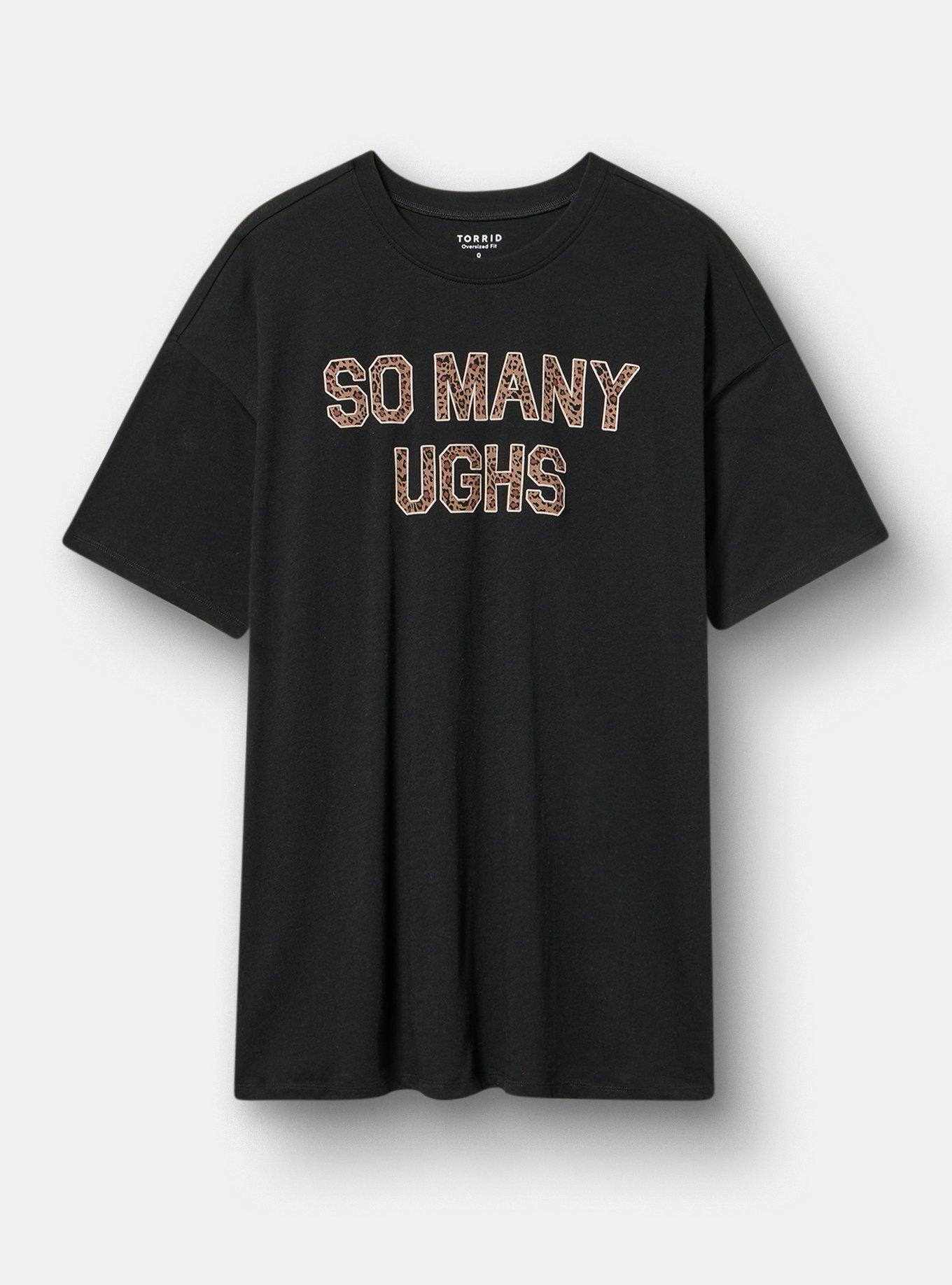 Oversized Heritage Jersey Tunic Tee, SO MANY UGHS DEEP BLACK, hi-res