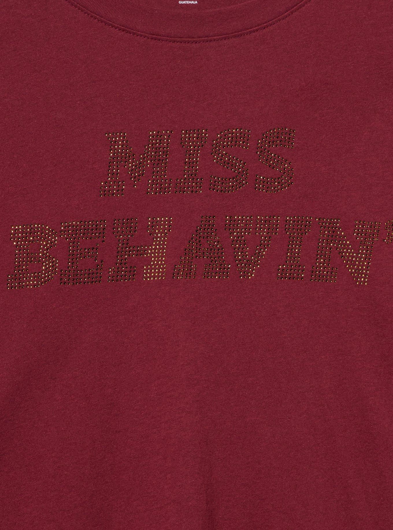 Relaxed Heritage Jersey Crew Tee, MISS BEHAVIN MAROON BANNER, alternate