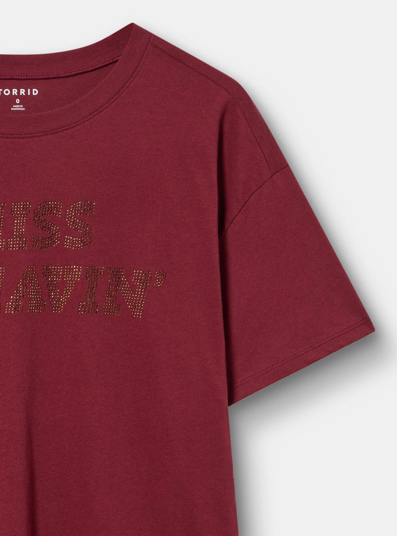 Relaxed Heritage Jersey Crew Tee, MISS BEHAVIN MAROON BANNER, alternate