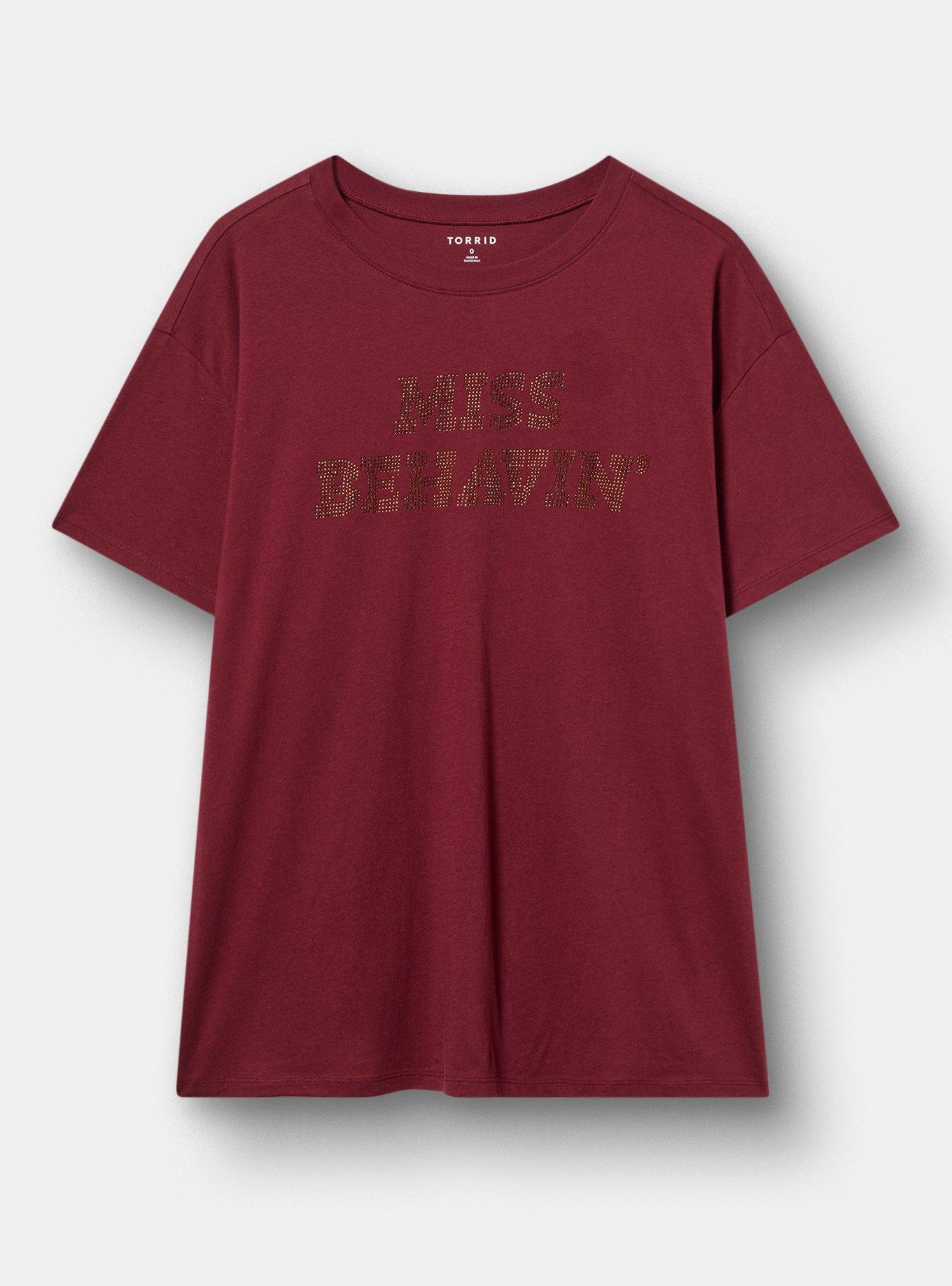 Relaxed Heritage Jersey Crew Tee, MISS BEHAVIN MAROON BANNER, hi-res