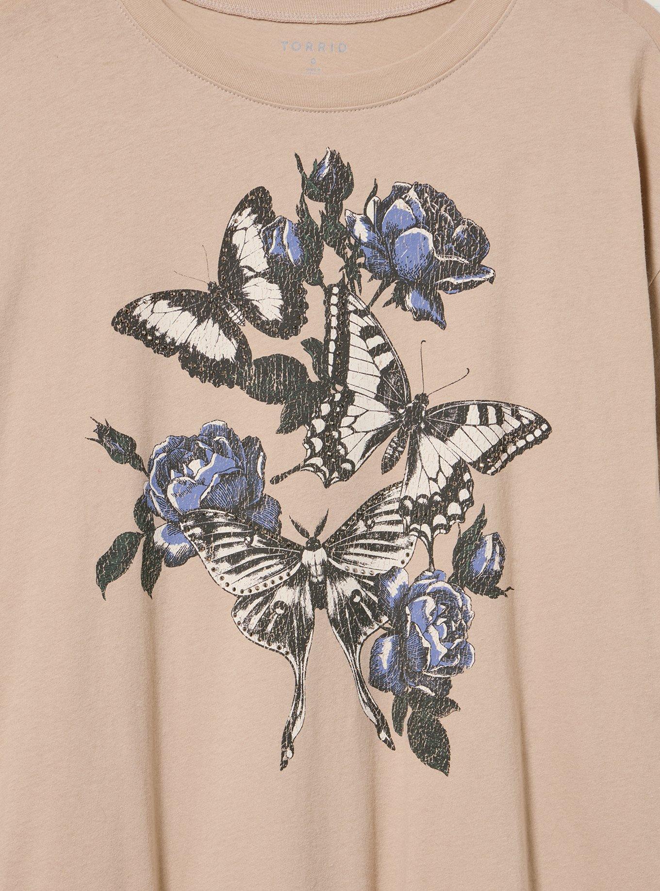 Relaxed Heritage Jersey Crew Tee, ACADEMIA BUTTERFLIES TEA STAIN, alternate