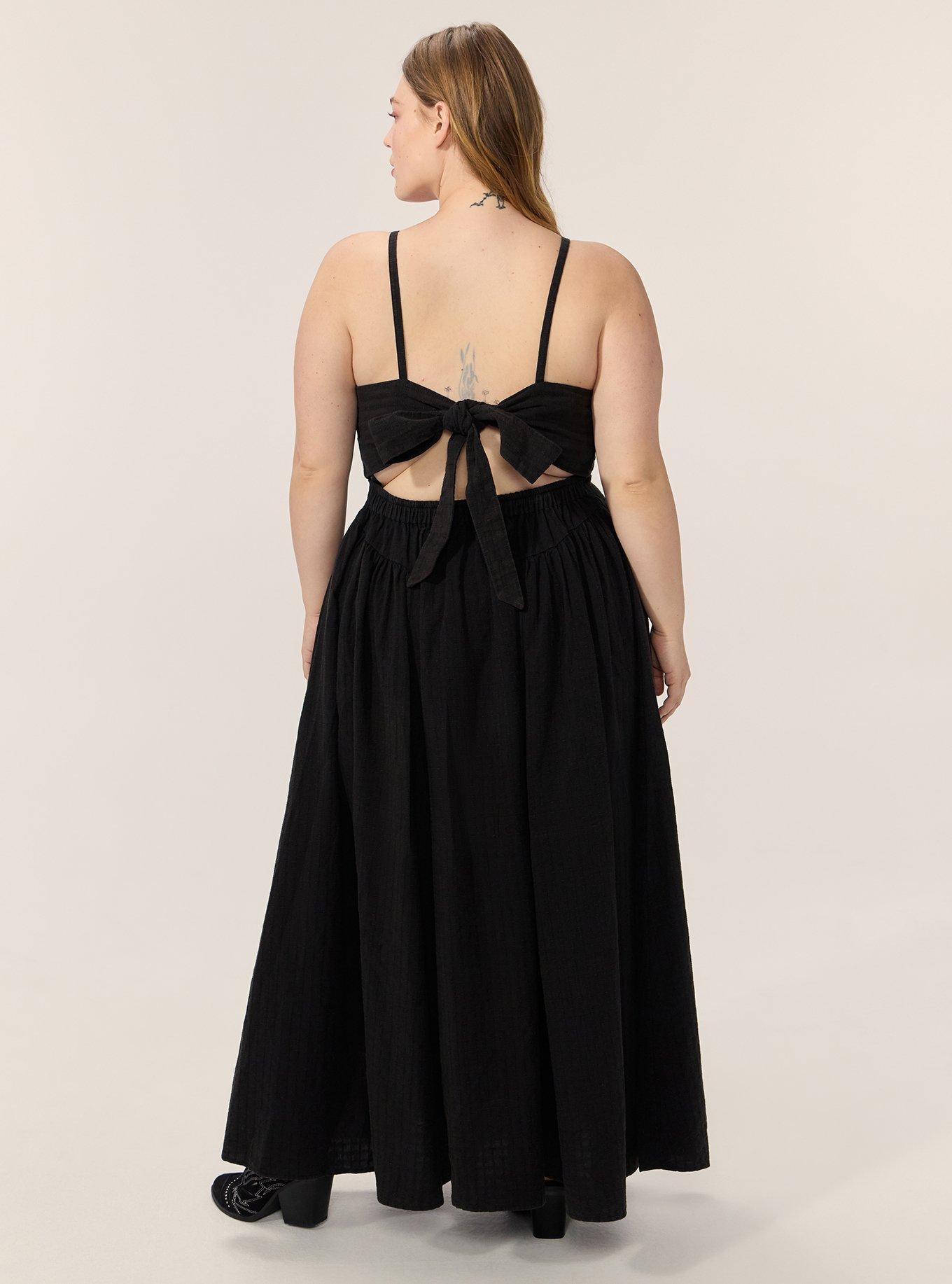 Plus Size Festi Tie-Back Maxi Dress, DEEP BLACK, alternate