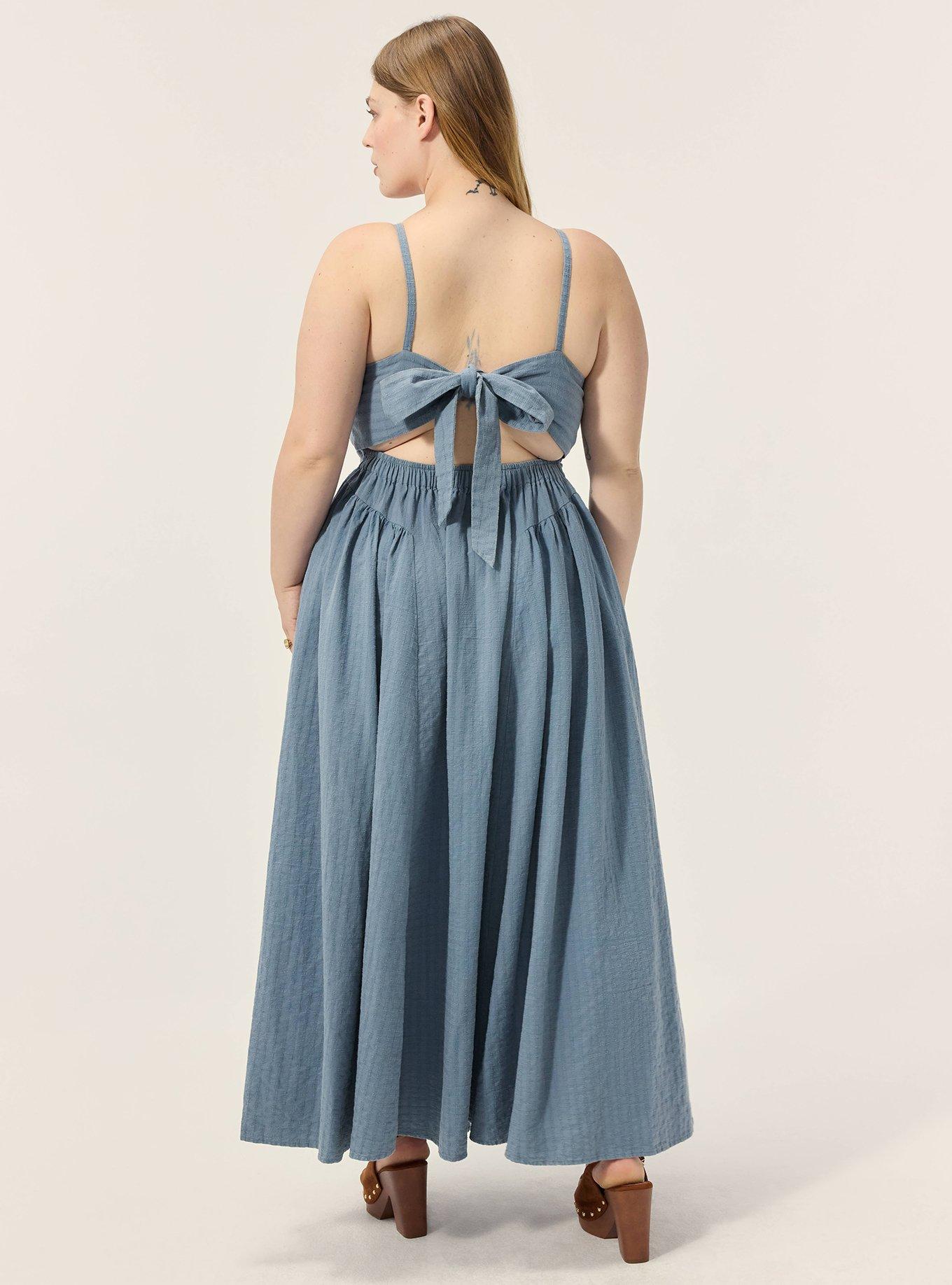 Plus Size Festi Tie-Back Maxi Dress, BLUE MIRAGE, alternate