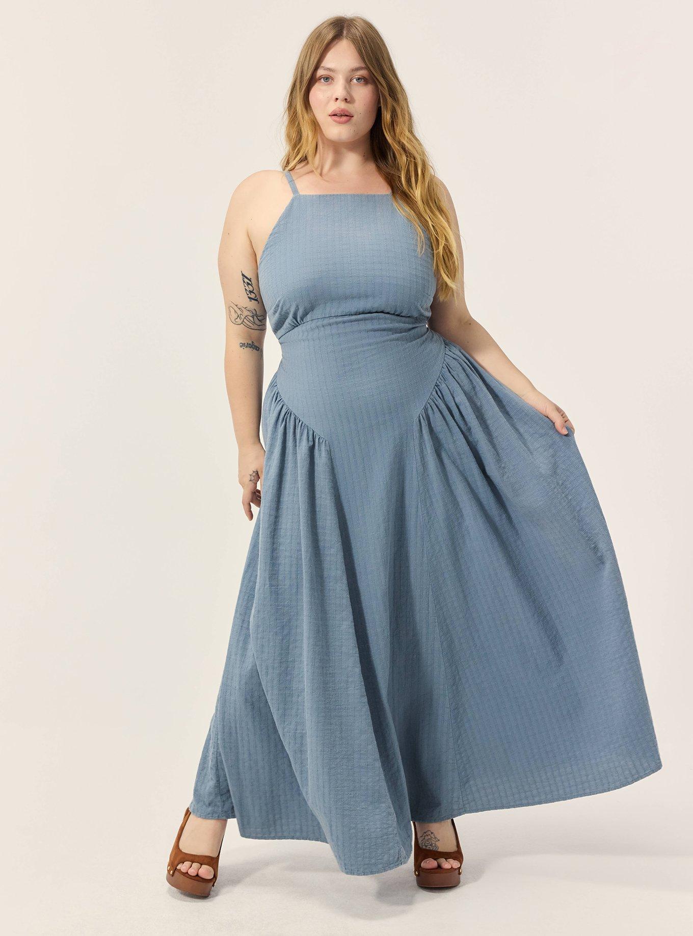 Plus Size Festi Tie-Back Maxi Dress, BLUE MIRAGE, alternate