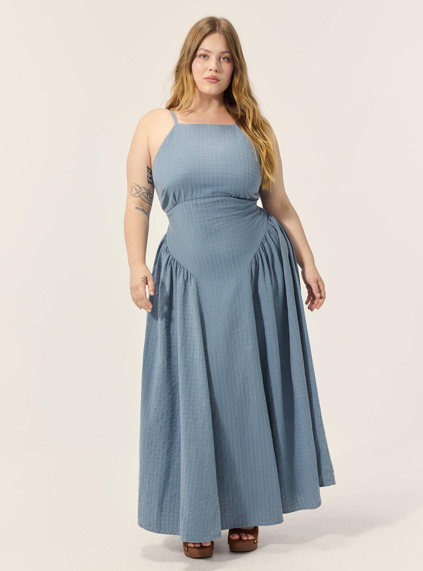 Plus Size Festi Tie-Back Maxi Dress, BLUE MIRAGE, hi-res