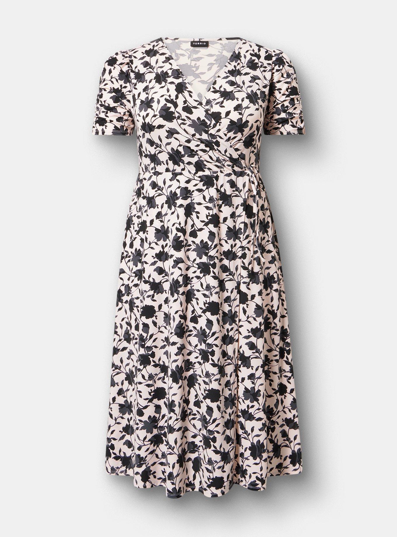 Studio Knit Surplice Midi Dress, CONTEMPLATE FLORAL PINK, hi-res