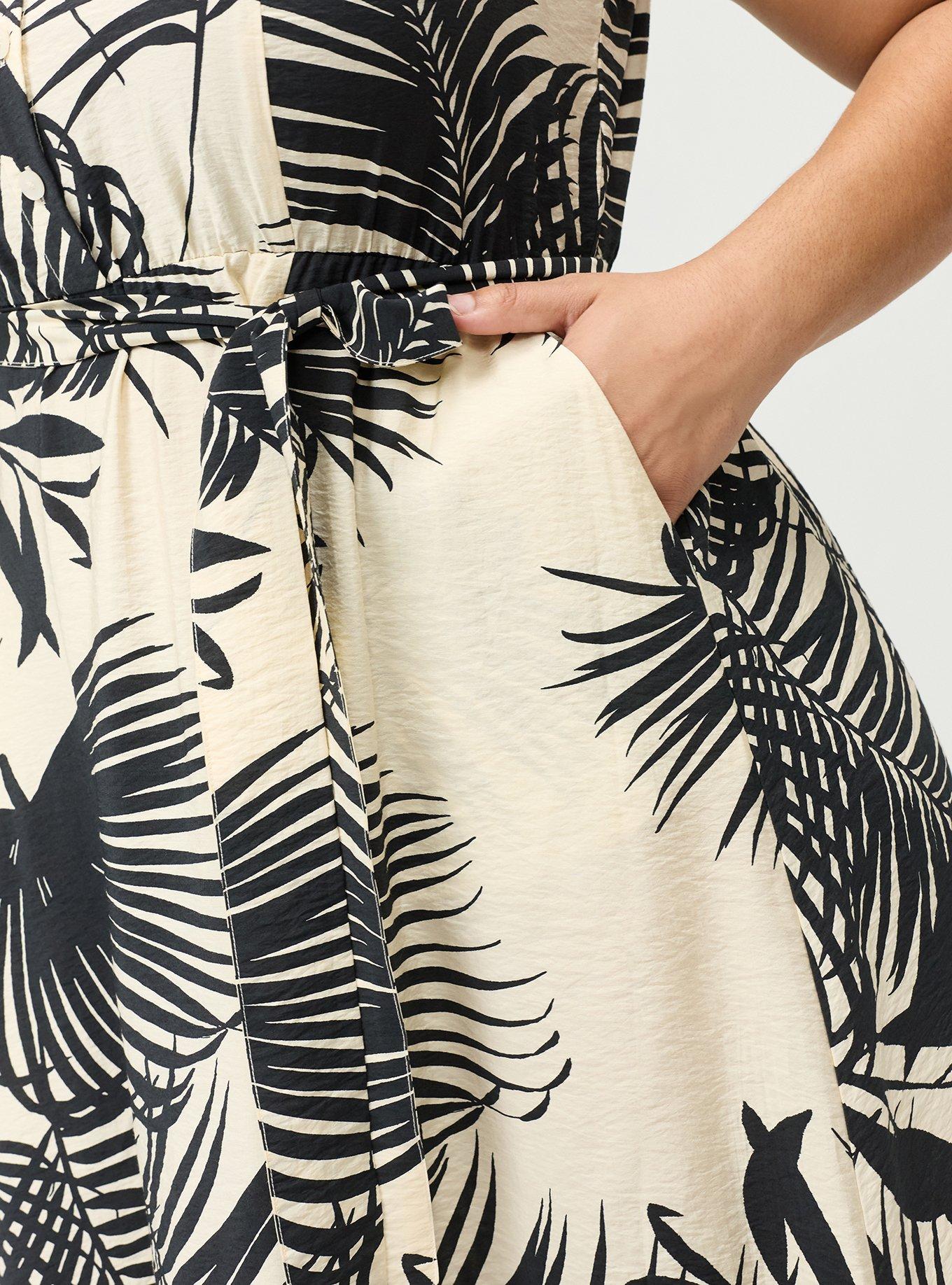 Collared Shirt Midi Dress, BEHIND THE LEAVES BLACK, alternate
