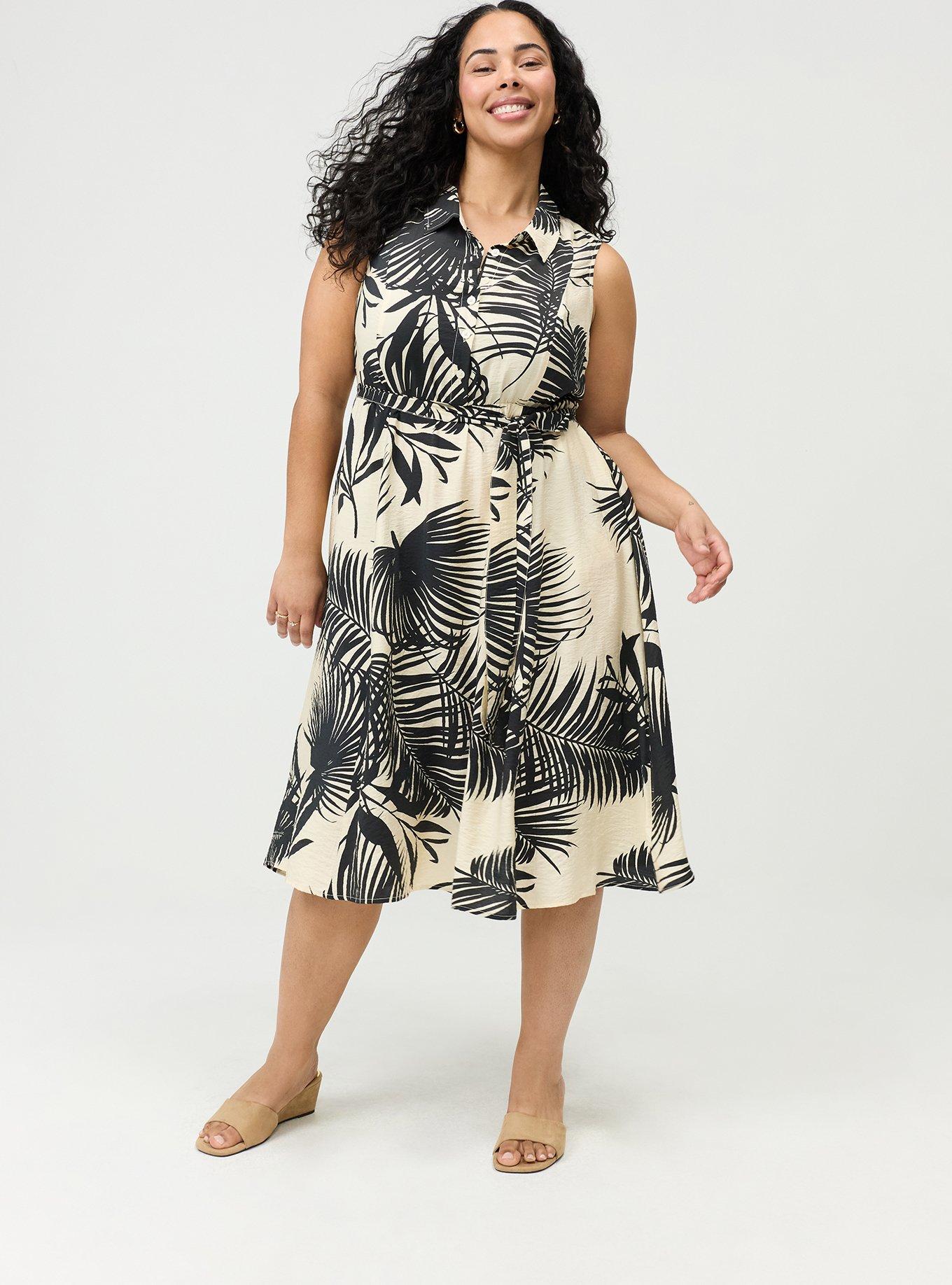 Collared Shirt Midi Dress, BEHIND THE LEAVES BLACK, alternate