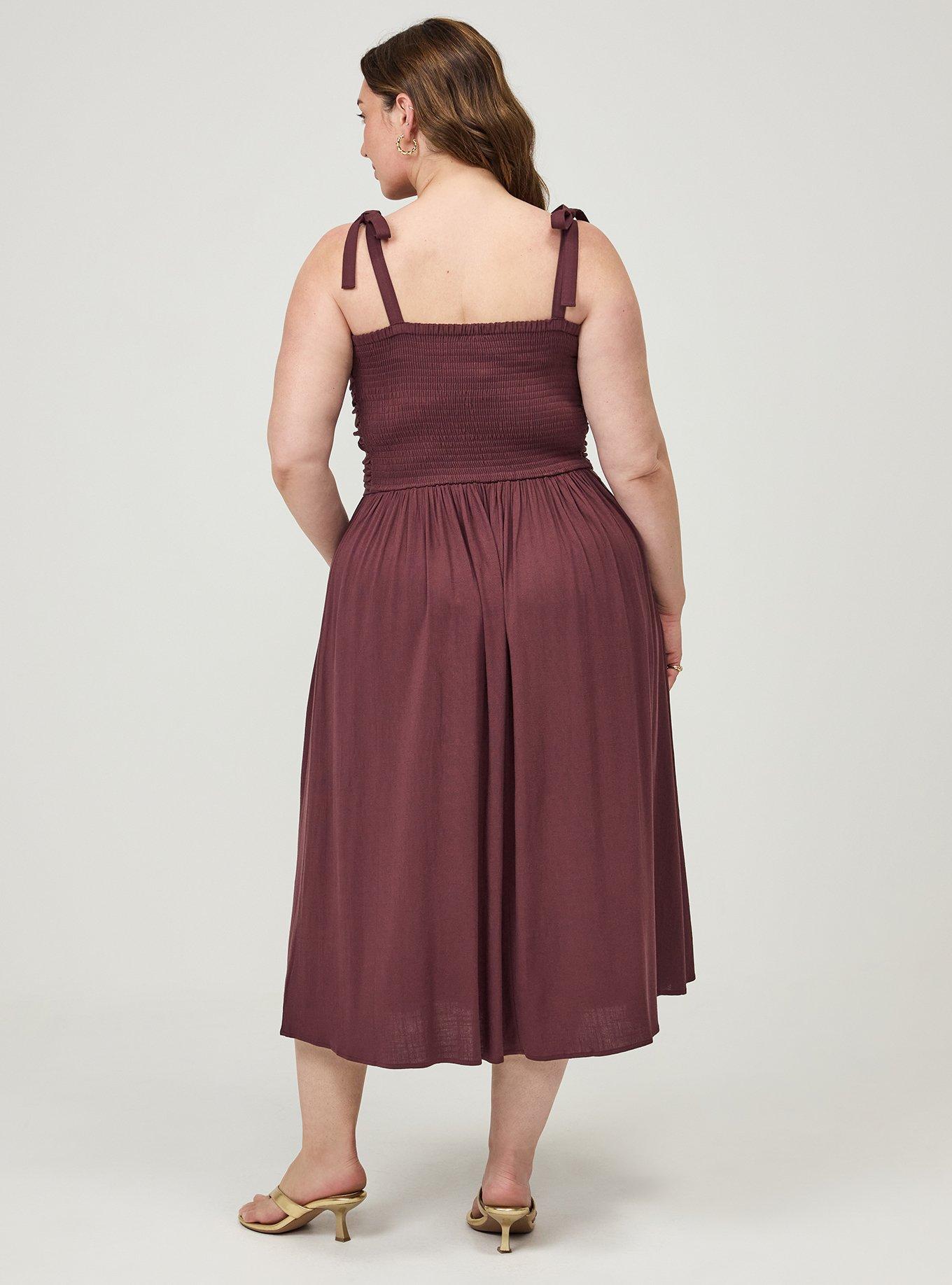 Shirred Tea Length Dress, SASSAFRAS, alternate