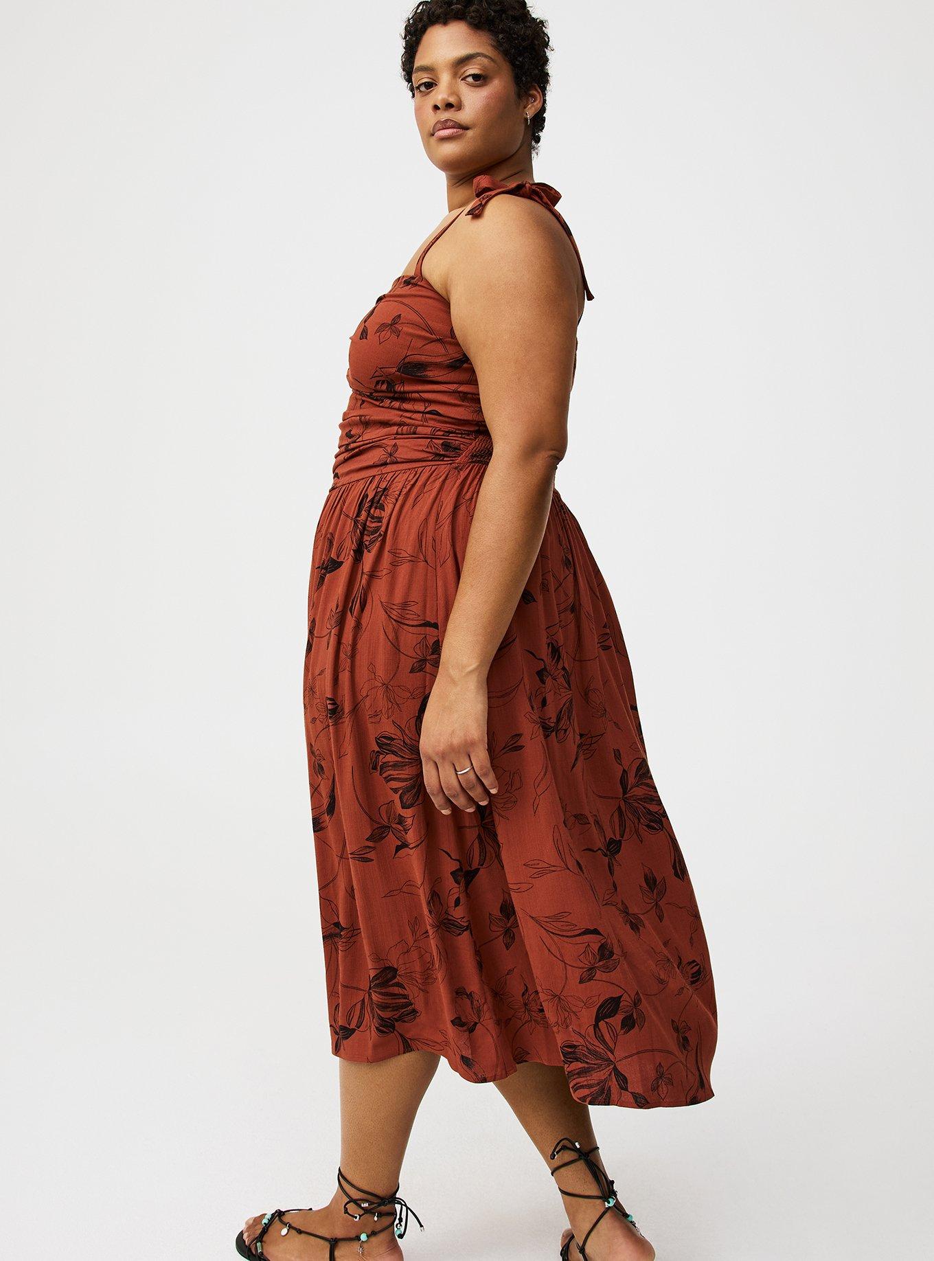Shirred Tea Length Dress