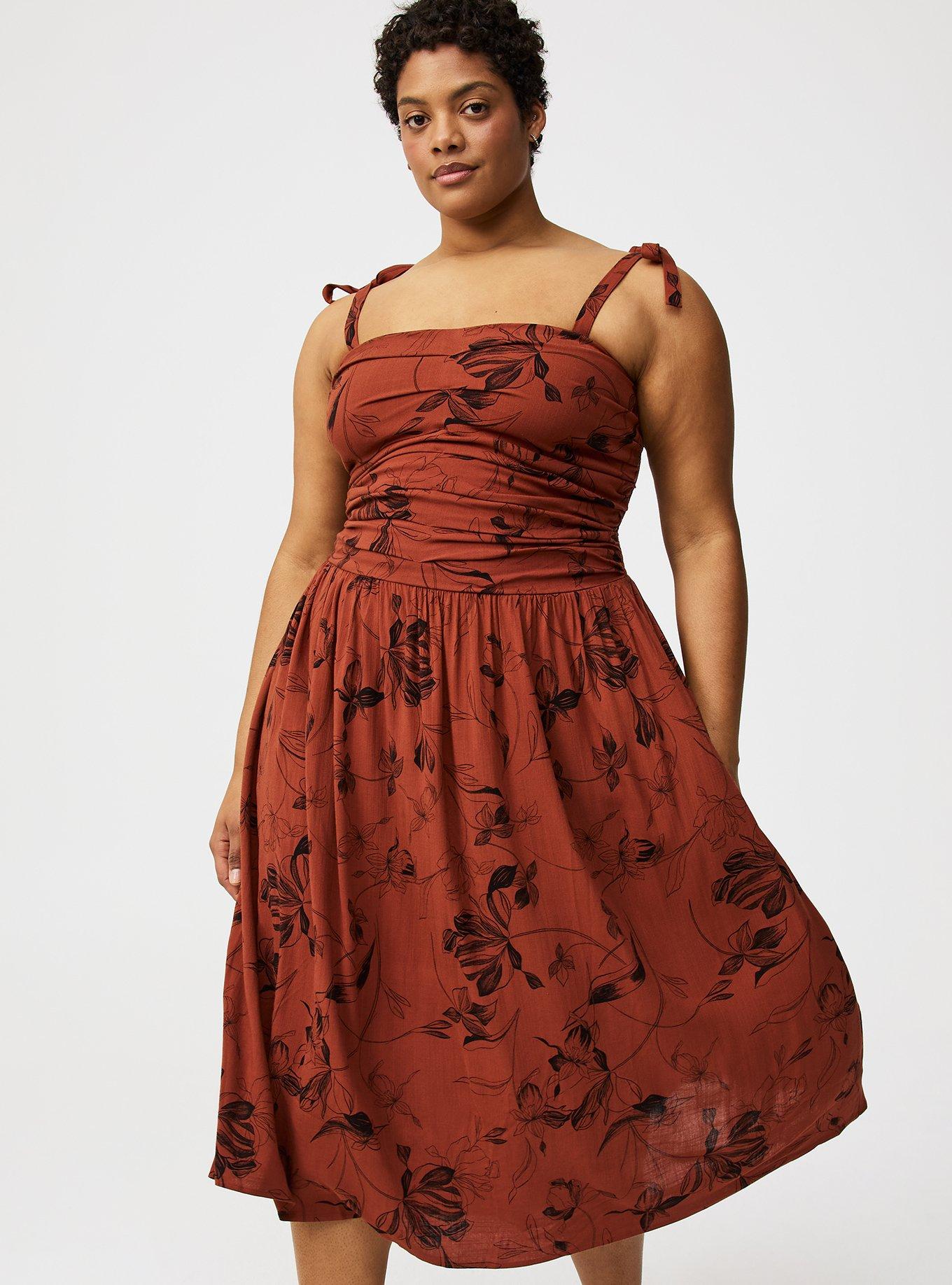 Shirred Tea Length Dress
