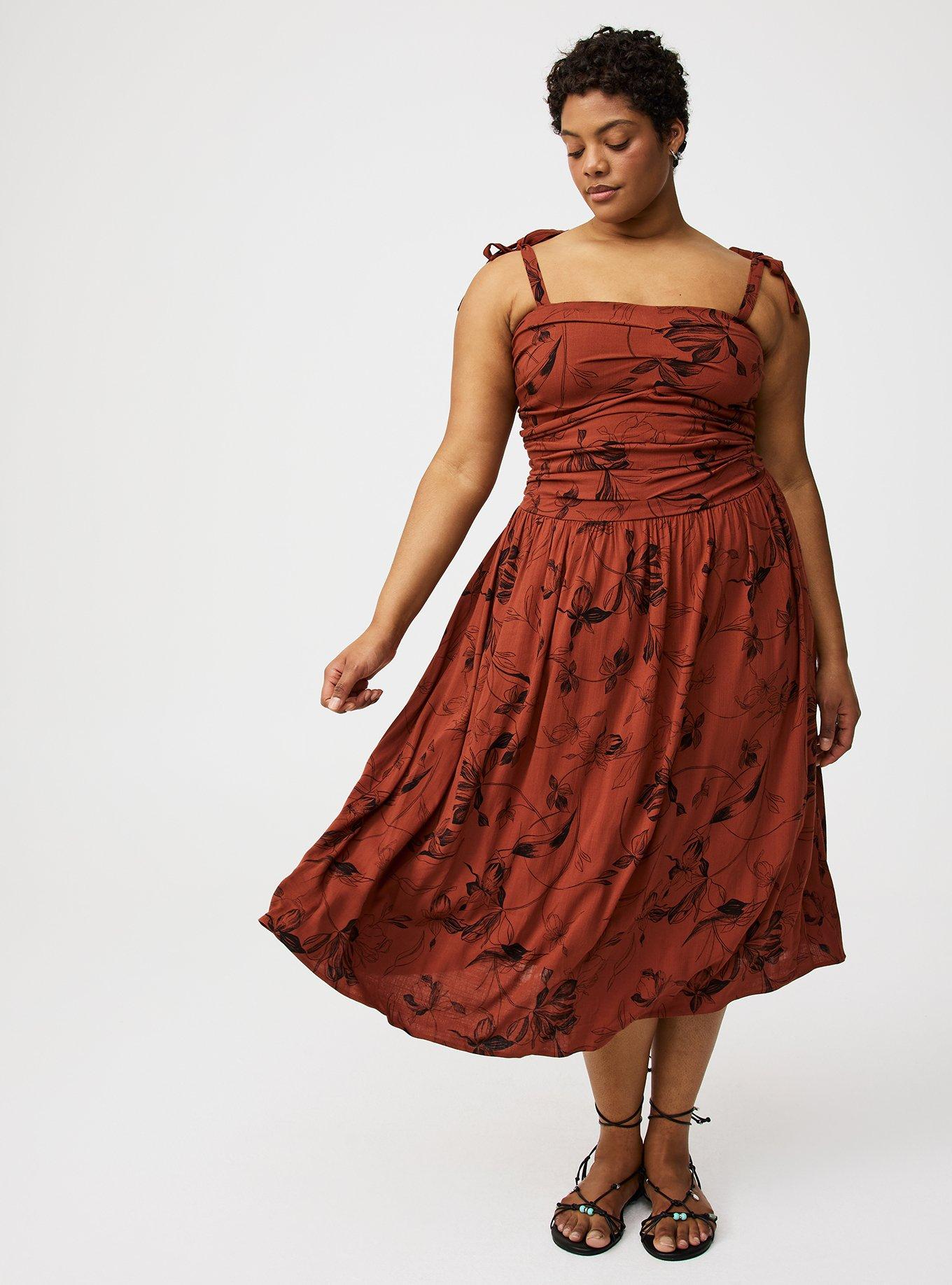 Shirred Tea Length Dress