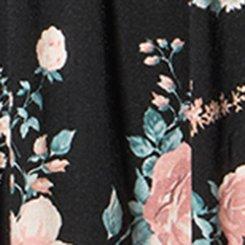 Shirred Tea Length Dress, WILD BOUQUET BLACK, swatch