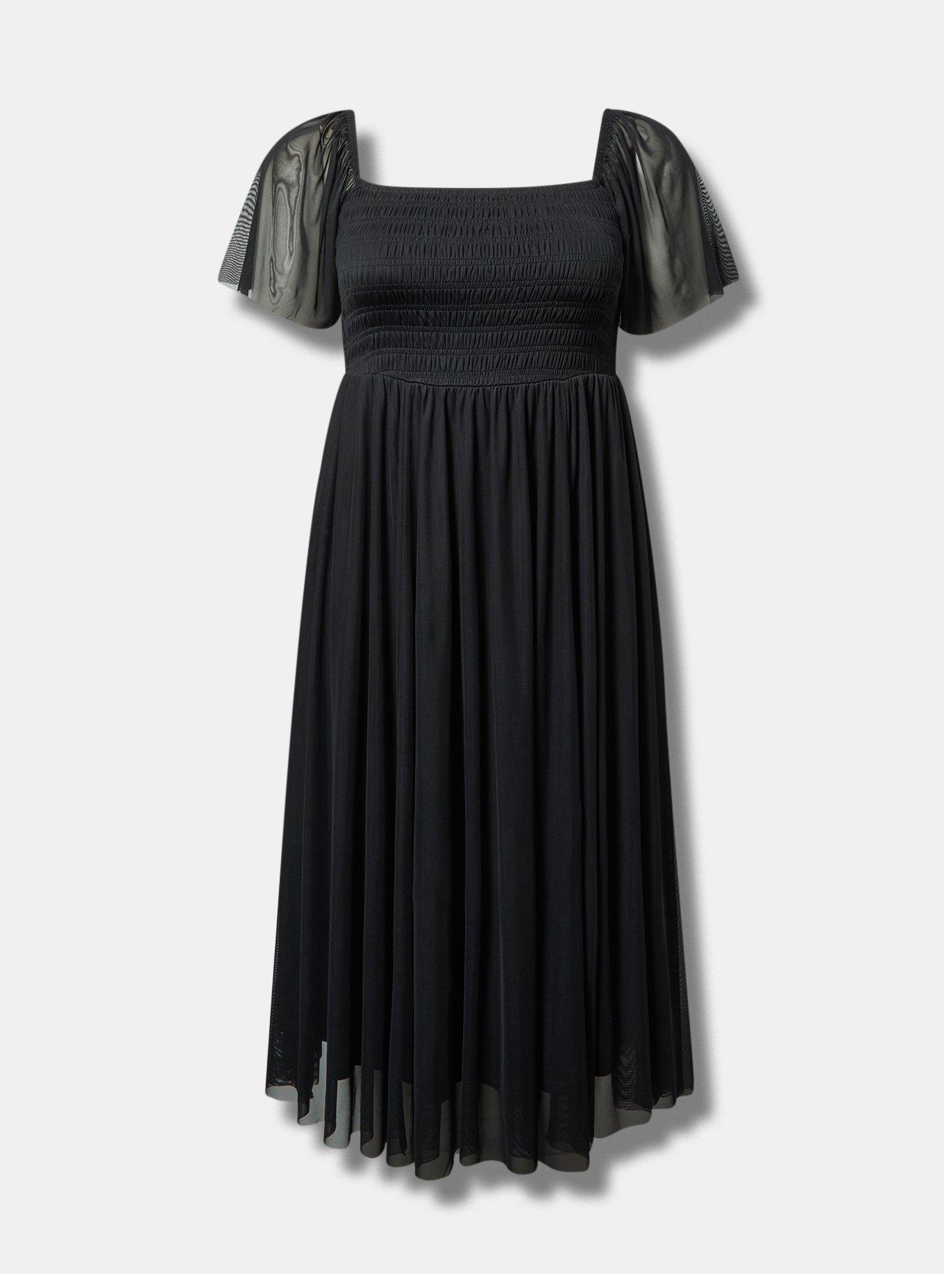 Flutter Sleeve Tea Length Dress