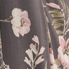 Plus Size Flutter Sleeve Tea Length Dress, LEIGHTON FLORAL BLACK, swatch
