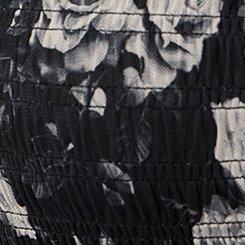 Flutter Sleeve Tea Length Dress, CARA ROSES FLORAL BLACK, swatch
