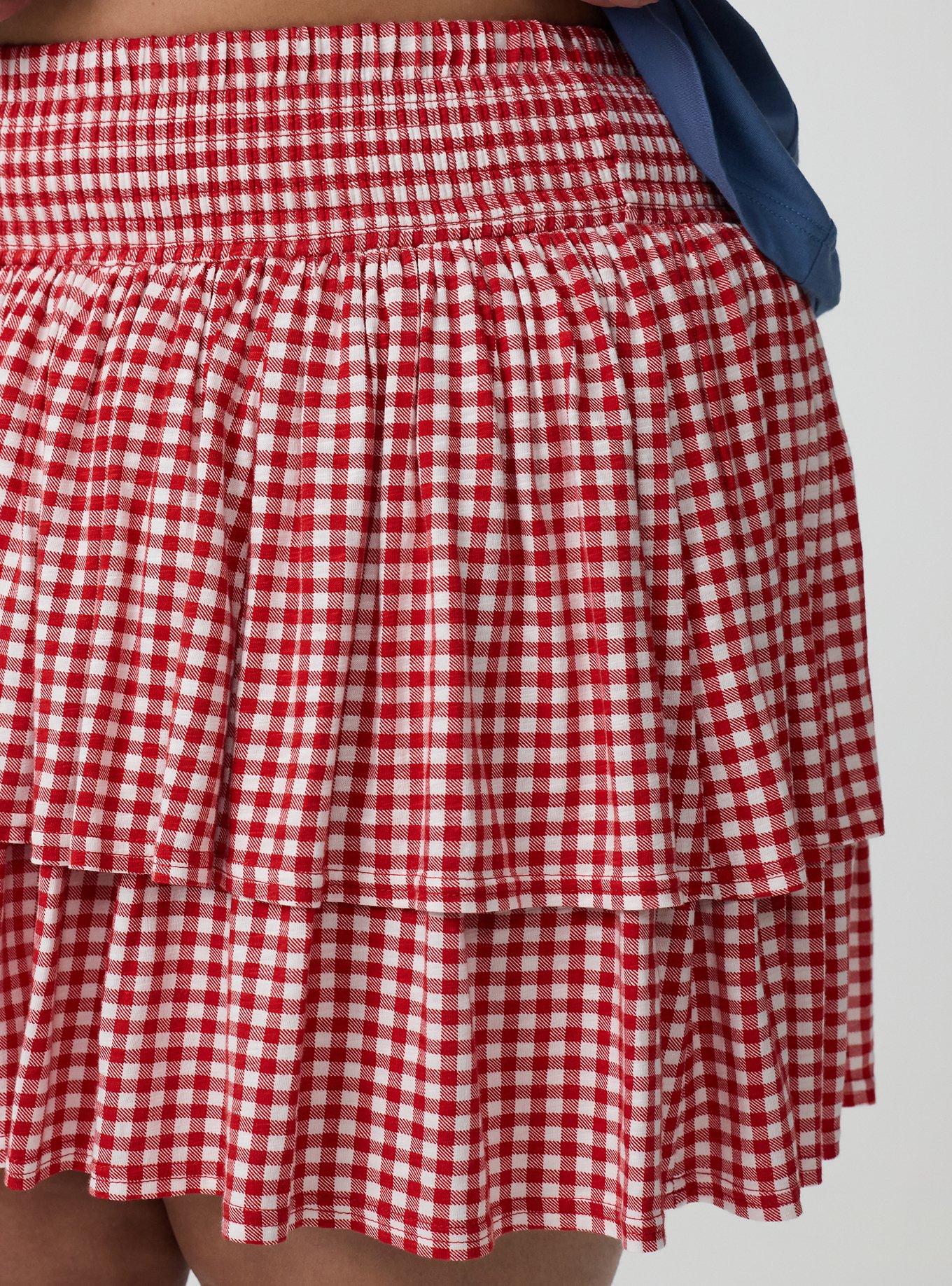 Smocked Tiered Skort, SOPHIE GINGHAM RED, alternate